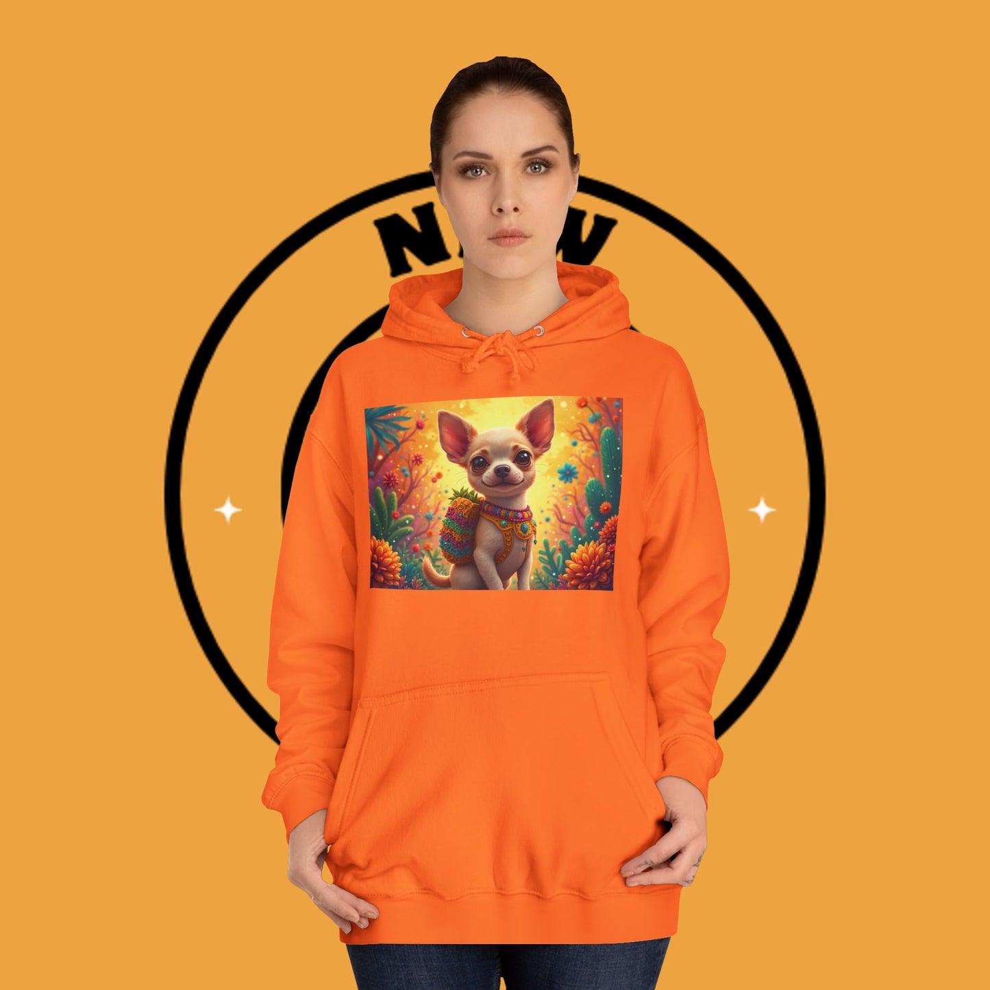 "Mexican Fiesta Chihuahua Hoodie | Day of Dead Dog Art | Colorful Desert Cactus Design | Cinco de Mayo Gift"