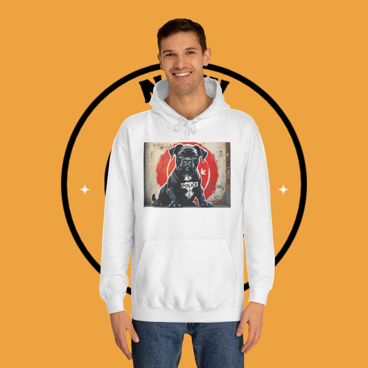 K9 Police Boxer Puppy Hoodie - Street Art Law Enforcement Design | First Responder Gift