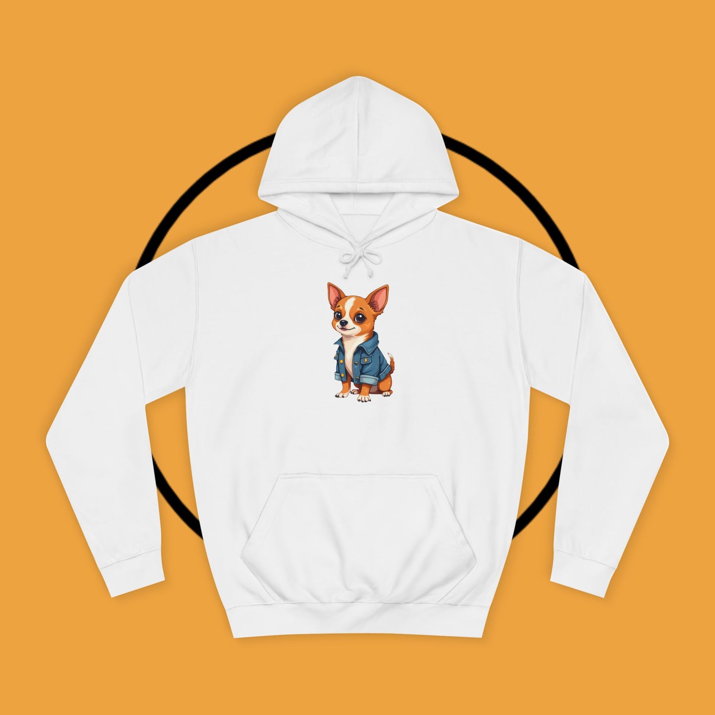 "Adorable Chihuahua in Denim Jacket Hoodie | Cute Dog Lover Gift | Premium Pet Fashion Streetwear"