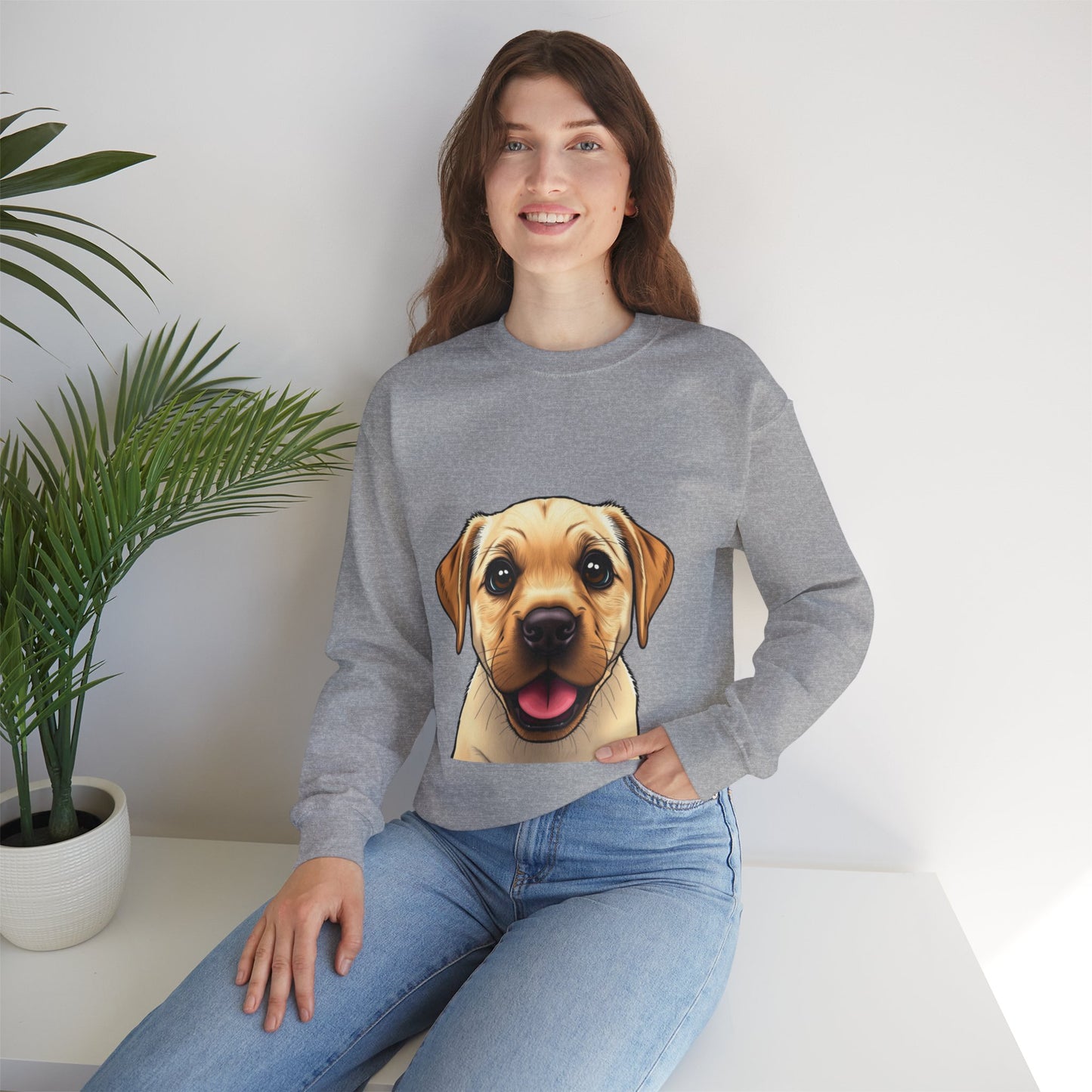 Labrador Puppy Crewneck Sweatshirt - Cartoon Dog Digital Art