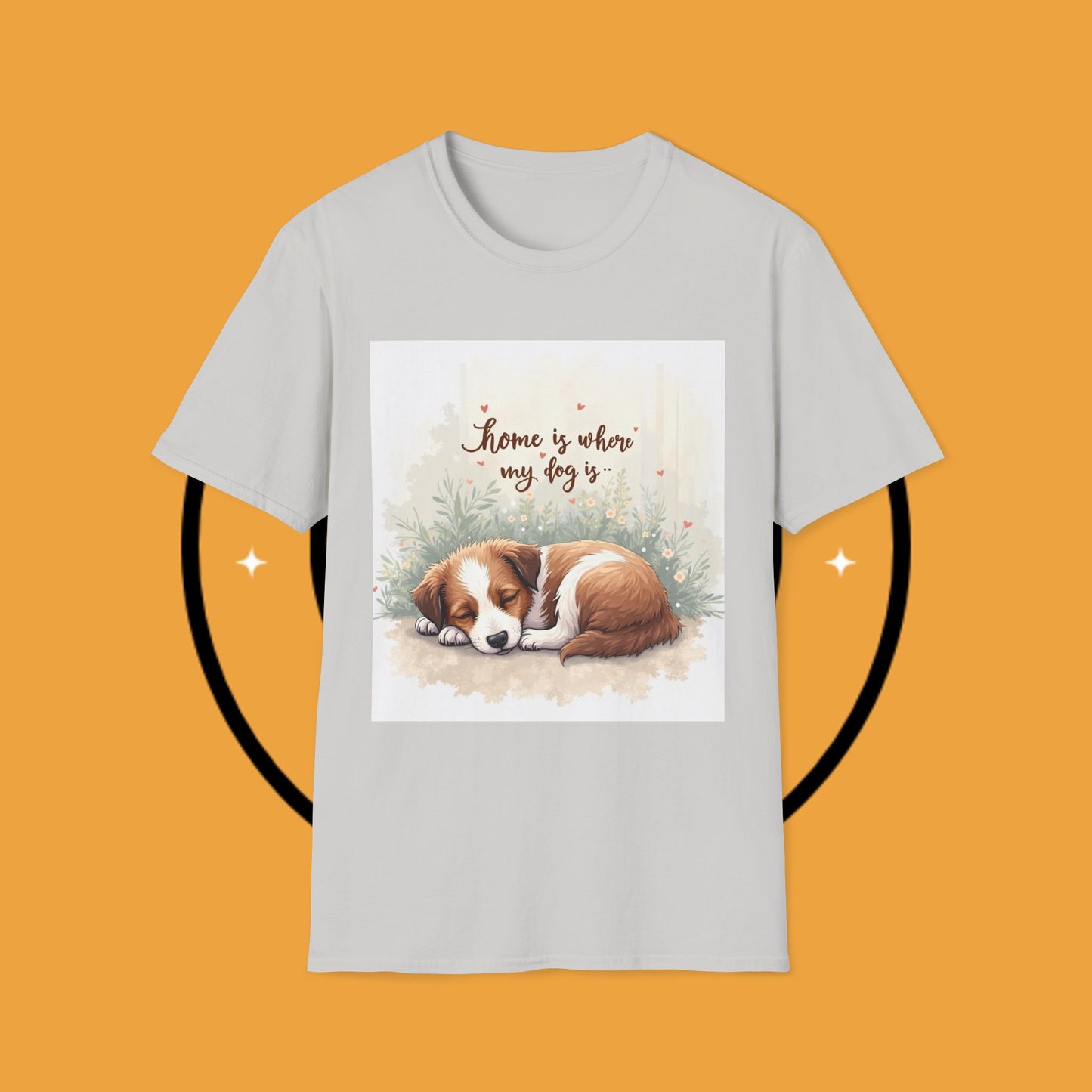 "Home Is Where My Dog Is" T-Shirt - Cute Sleeping Puppy Design | Dog Lover Gift Tee