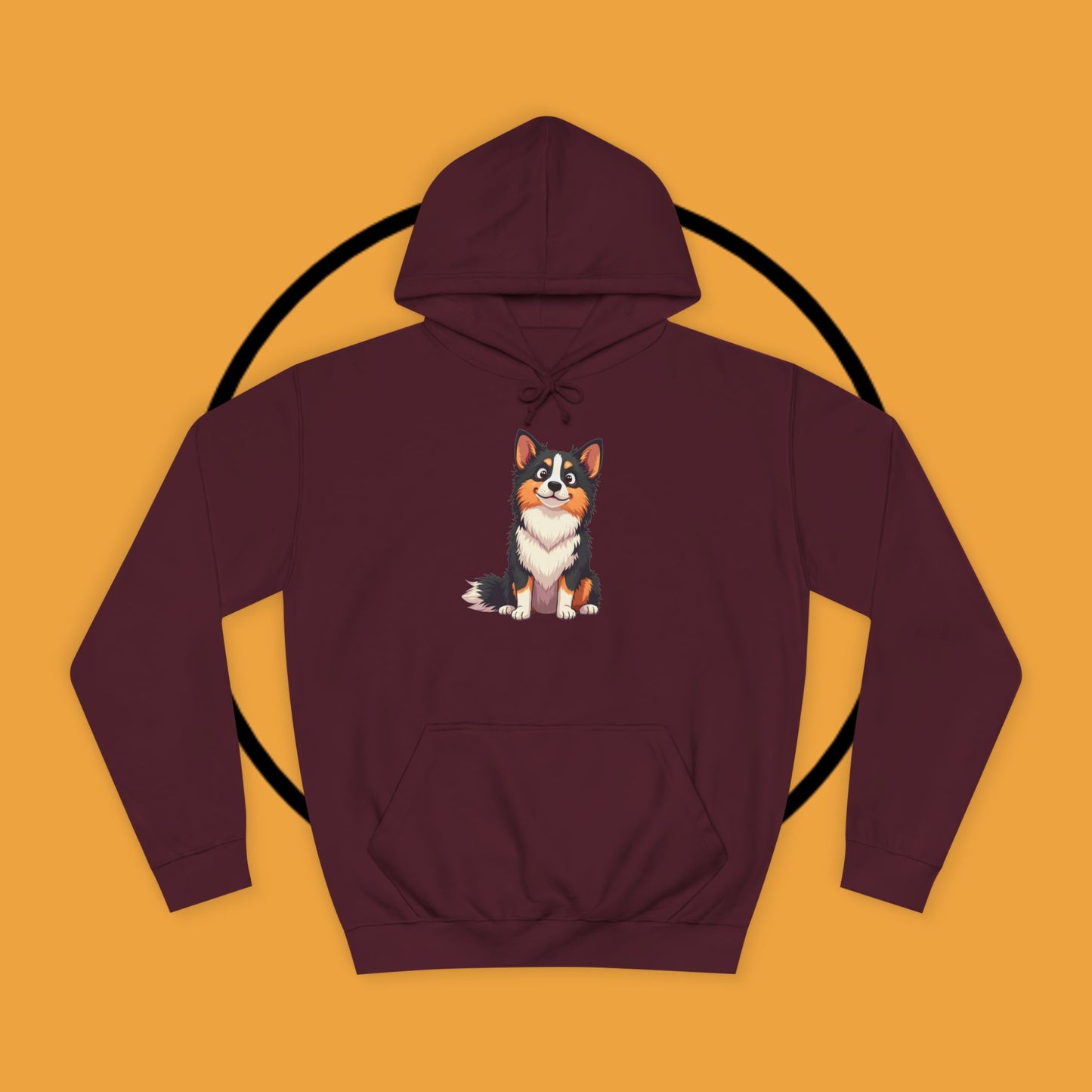 "Cute Tricolor Puppy Hoodie - Adorable Cartoon Dog Design | Kawaii Animal Streetwear for Dog Lovers"