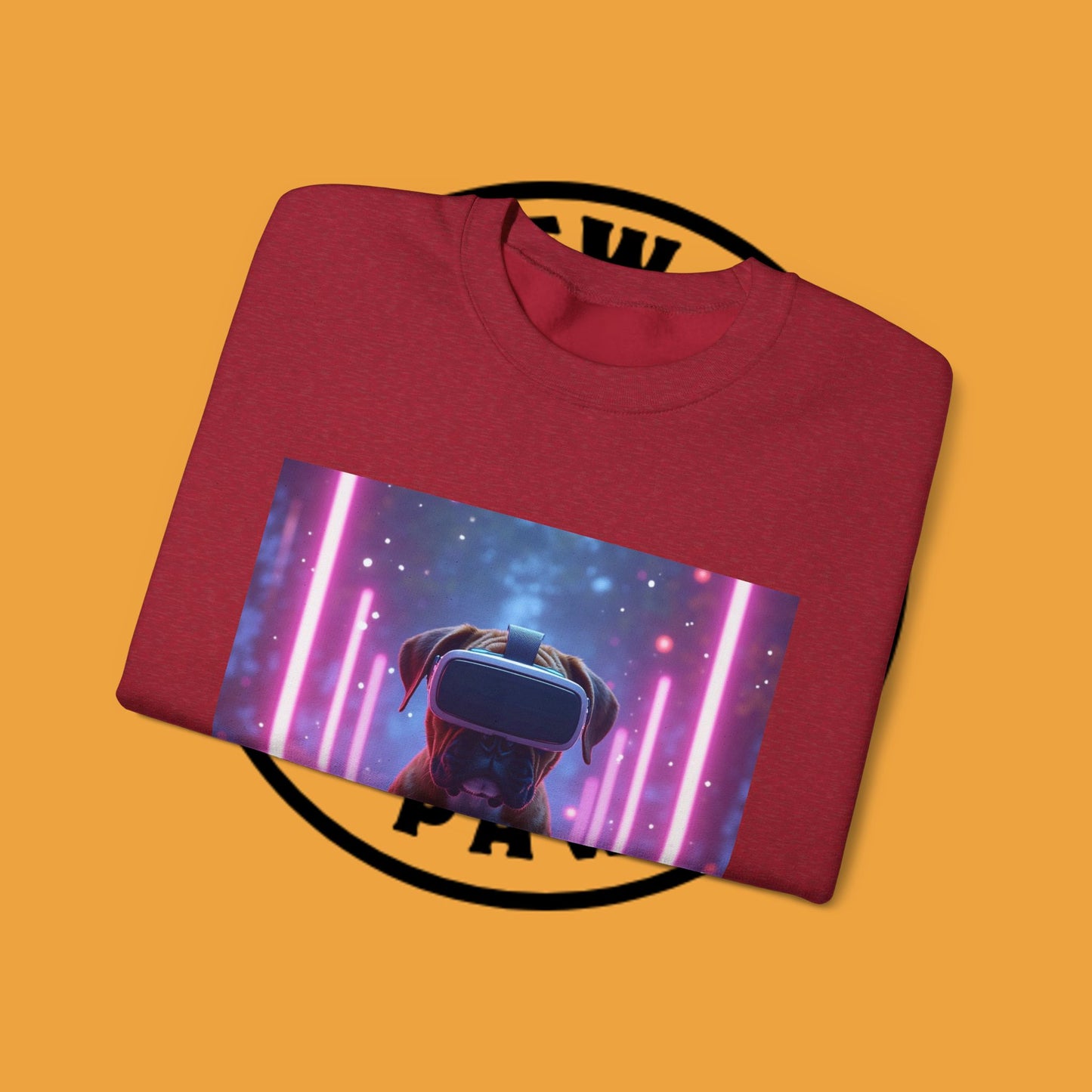 VR Gaming Boxer Dog Crewneck Sweatshirt | Funny Gamer Gift | Virtual Reality Puppy Design