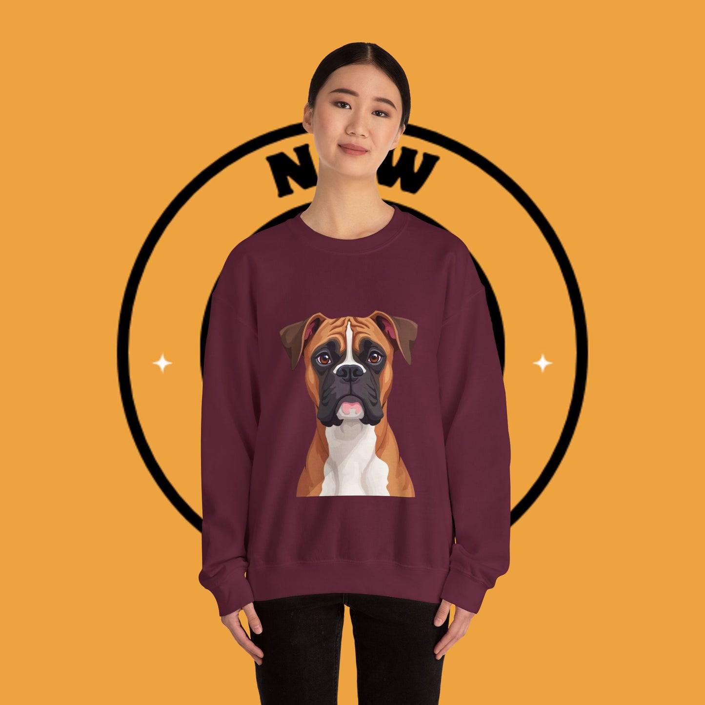 Classic Boxer Dog Portrait Crewneck Sweatshirt | Elegant Dog Lover Gift | Minimalist Boxer Art