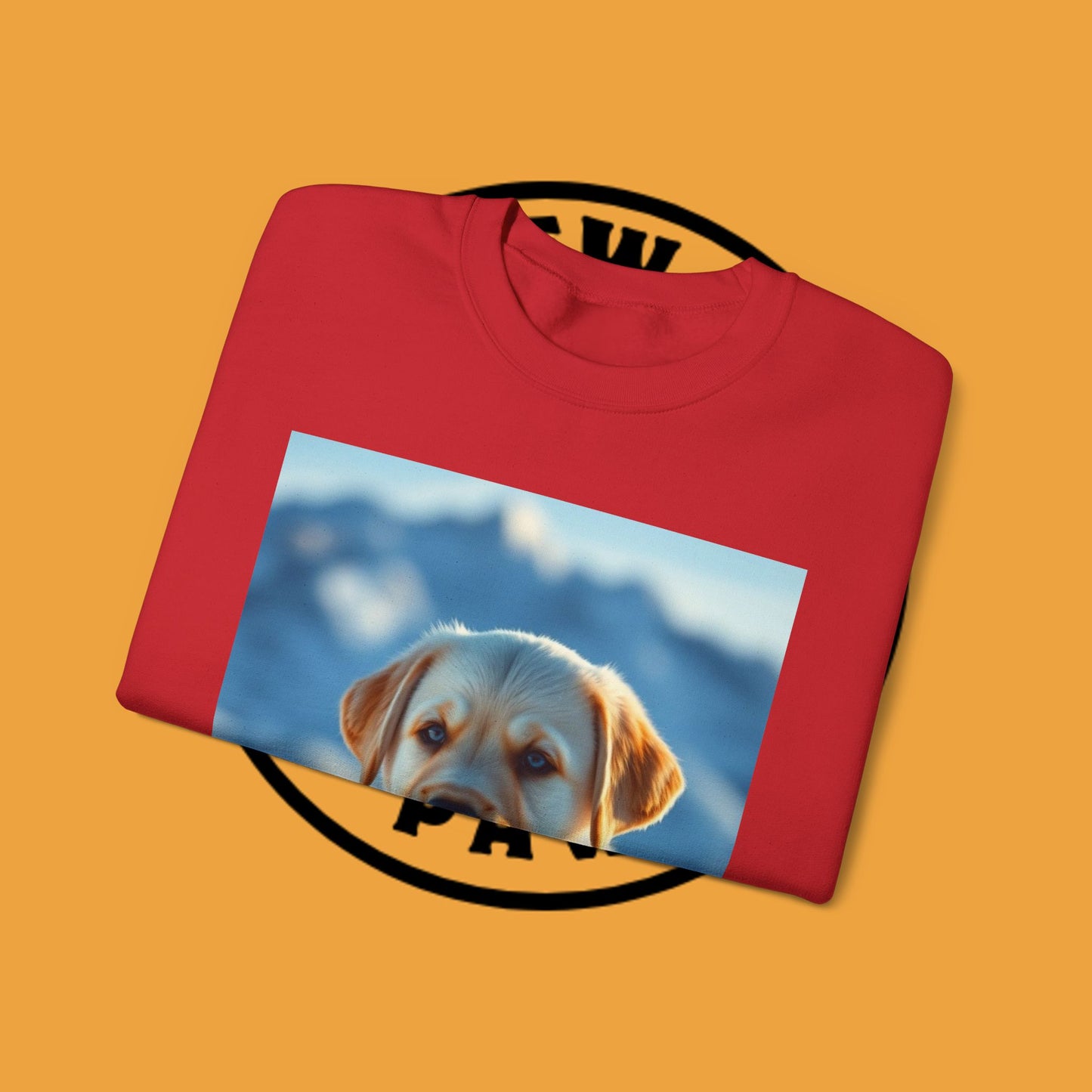 Crewneck Sweatshirt - Cute Labrador Puppy with Blue Eyes - Adorable Dog Portrait in Snow