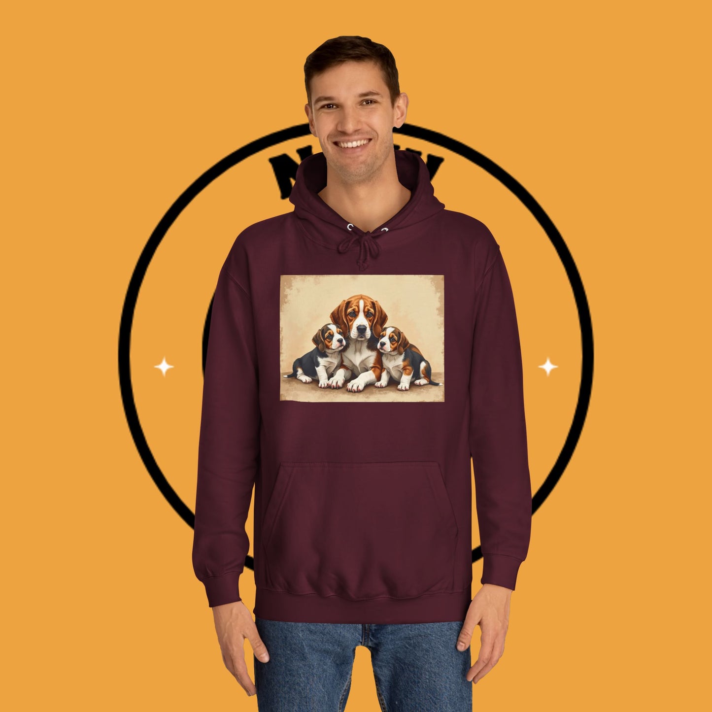 π¨βπ©βπ§βπ¦ Beagle Family Portrait Hoodie - Love Multiplied by Three! πΎ - Unisex Hoodie
