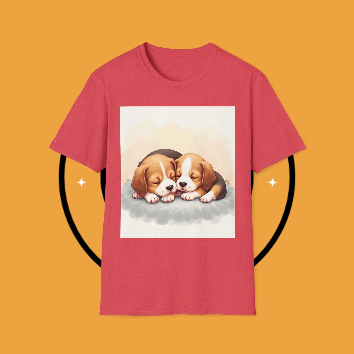 Beagle Twin Puppies Cuddling T-Shirt - Adorable Sleeping Puppies Design | Perfect Gift for Dog Lovers & Siblings
