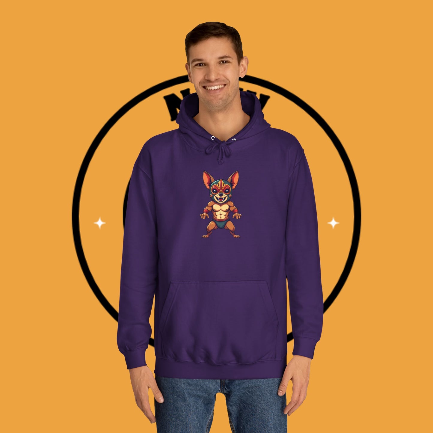 "Luchador Chihuahua Wrestling Hoodie | Mexican Lucha Libre Dog Mask | Wrestler Pet Art | Funny Fighting Dog Gift"