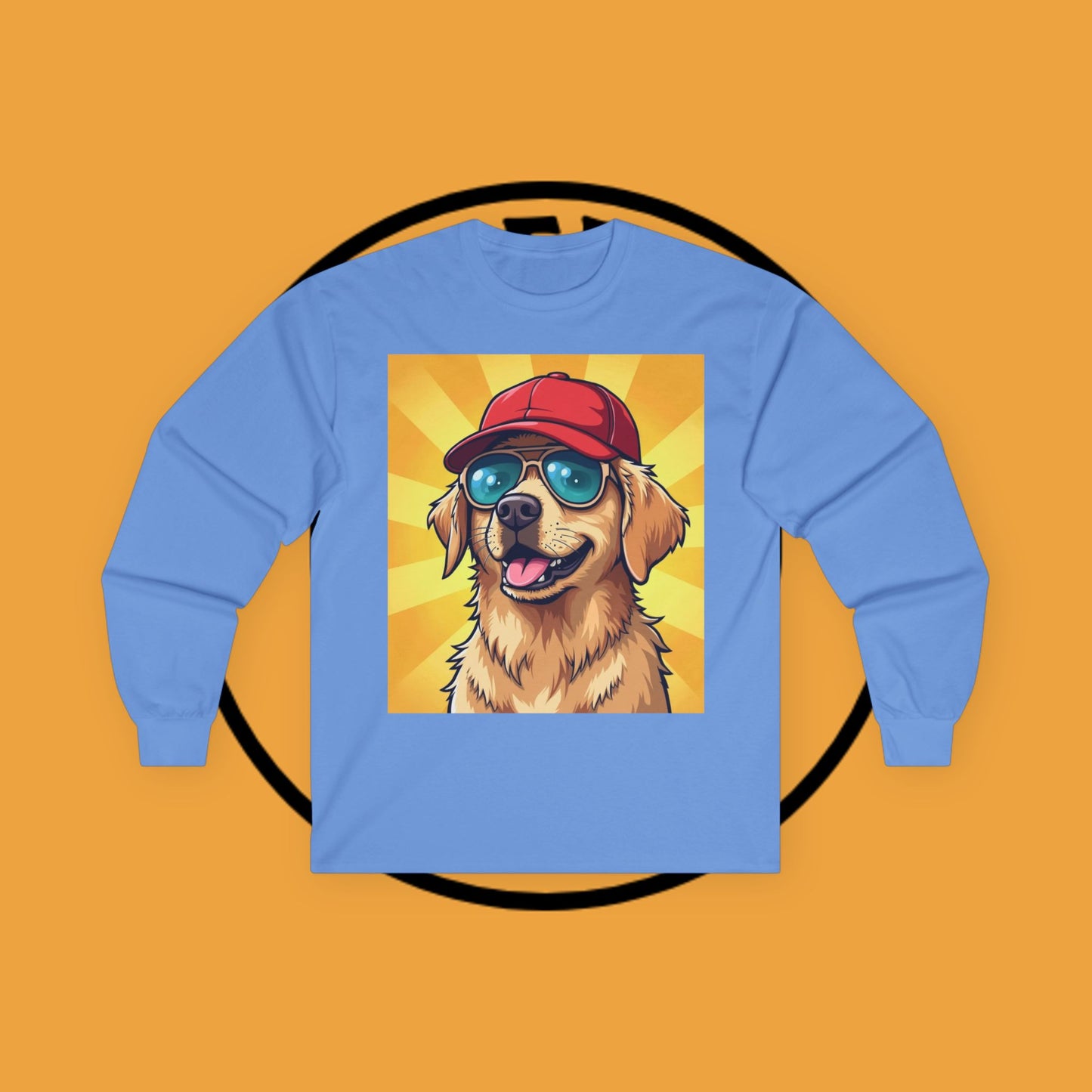 Cool Dog with Cap and Glasses - Golden Retriever Swag Urban Style - Funny Design for Casual Look - Long Sleeve T-Shirt for Sun Lovers ππΎ