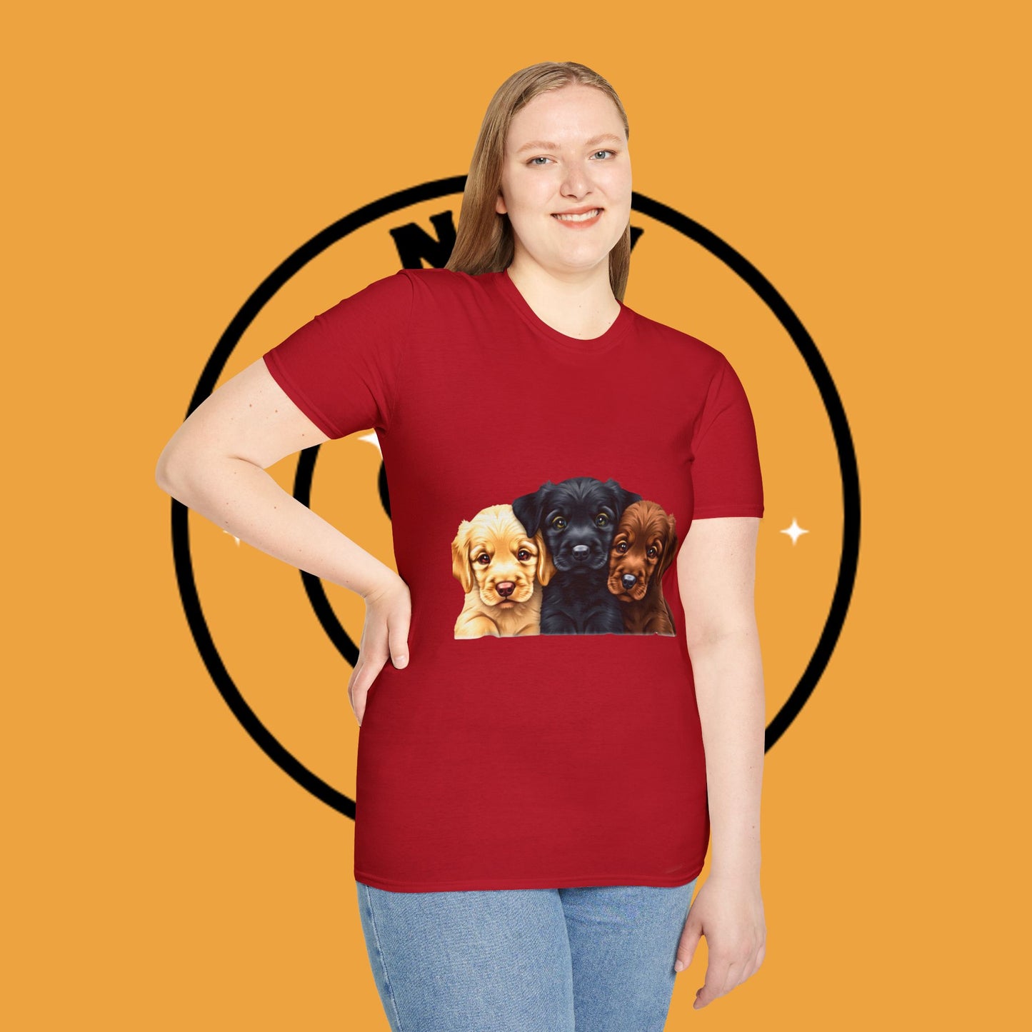 3 Adorable Retrievers Puppys - Dog - Unisex T-Shirt Design "Retriever Squad ๐พ | Trio of Cuteness T-Shirt for Dog Devotees"
