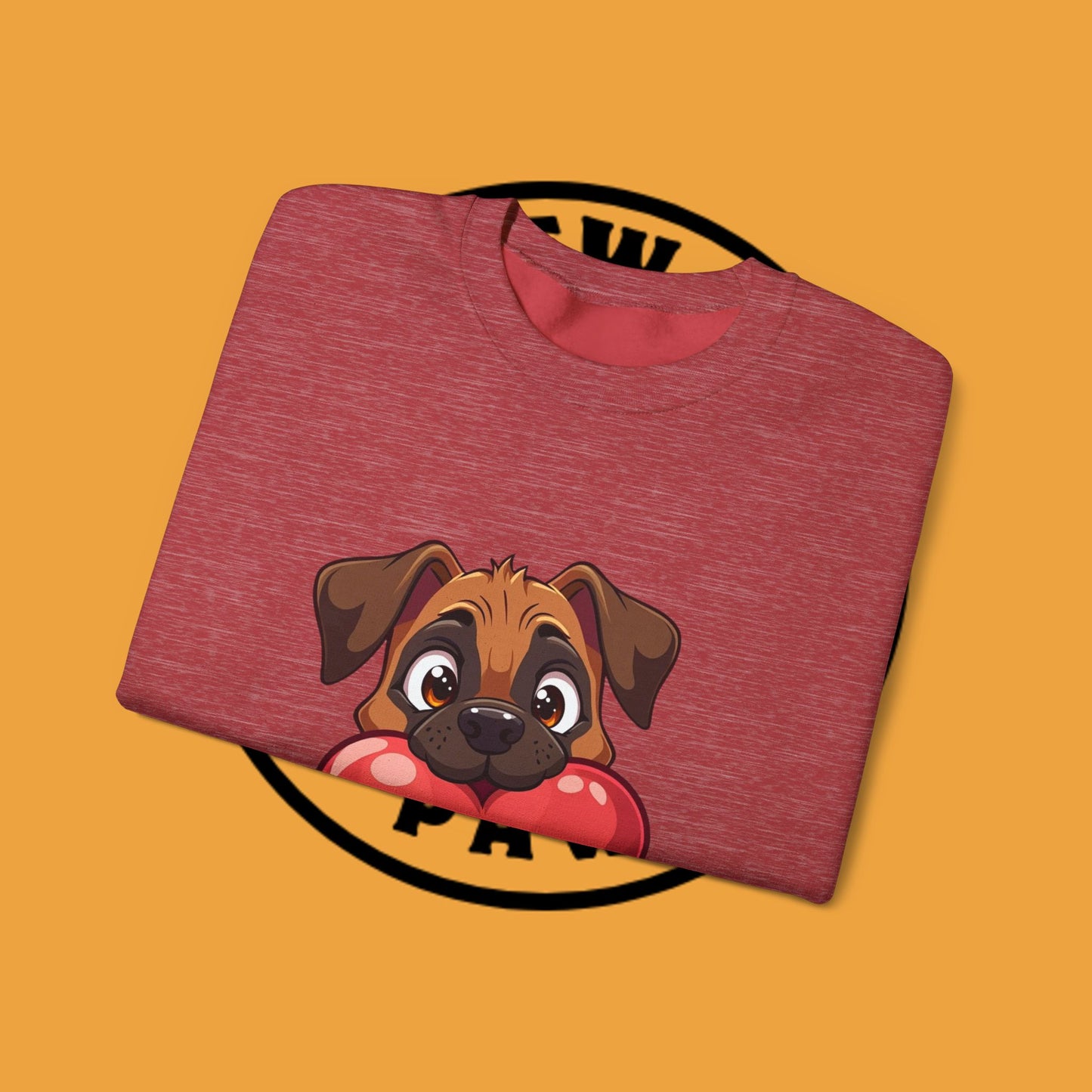 Adorable Puppy Love Heart Crewneck Sweatshirt - Perfect Gift for Dog Lovers