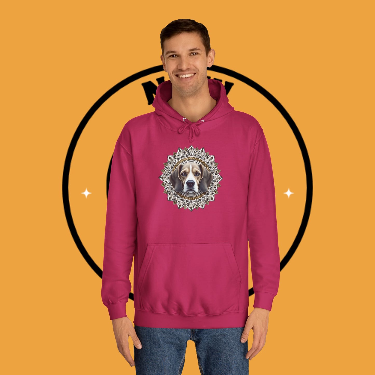 🕉️ Sacred Beagle Mandala Hoodie - Where Spirituality Meets Canine Love! ✨Royal Beagle Mandala Hoodie 🐾✨- Unisex Hoodie