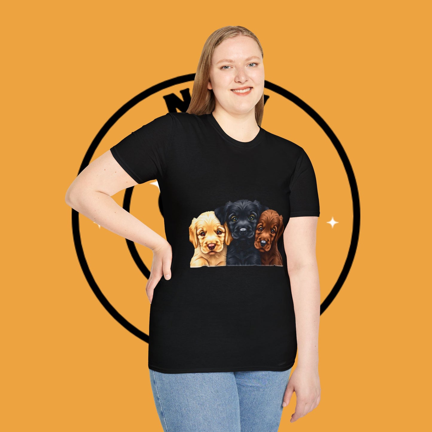 3 Adorable Retrievers Puppys - Dog - Unisex T-Shirt Design "Retriever Squad ๐พ | Trio of Cuteness T-Shirt for Dog Devotees"