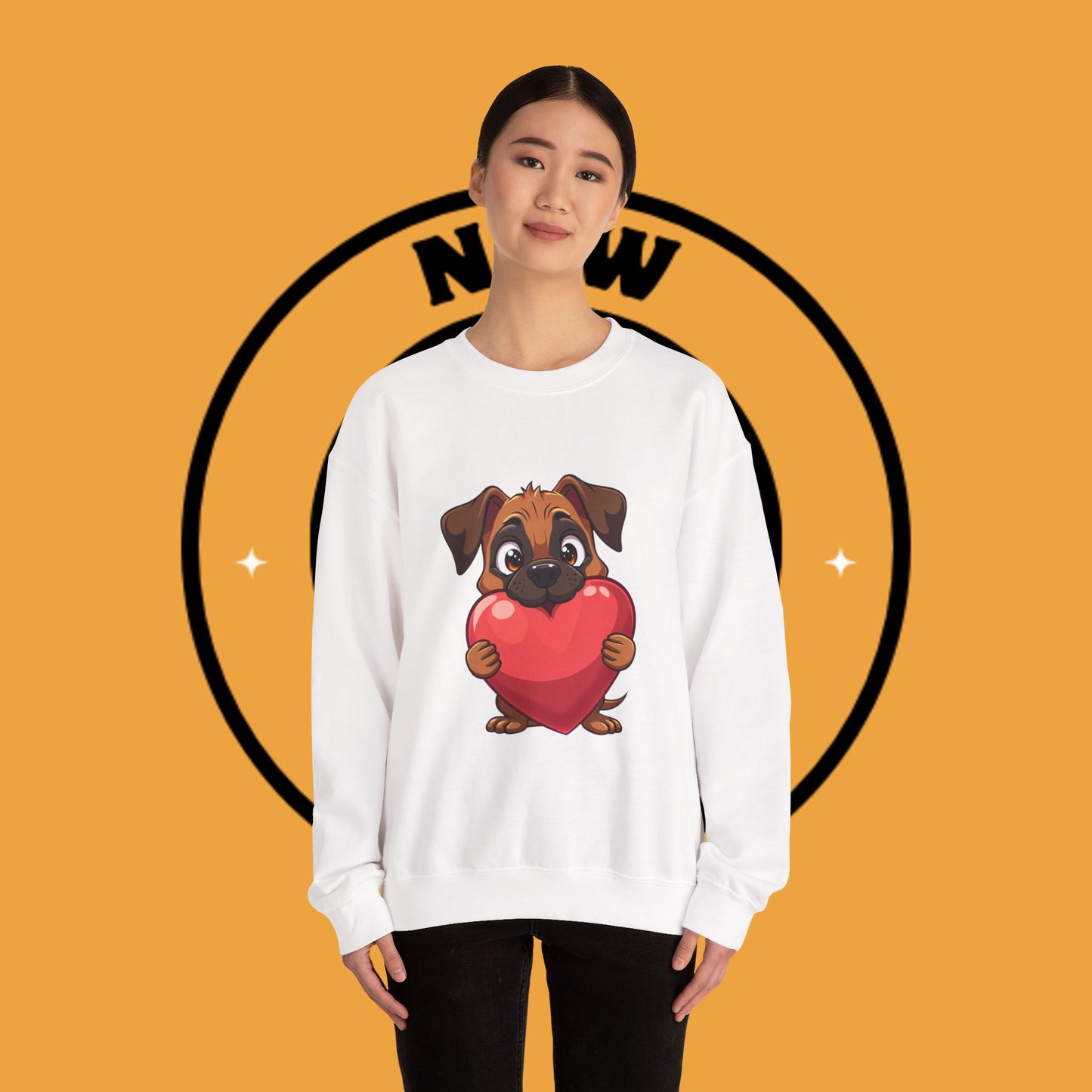 Adorable Puppy Love Heart Crewneck Sweatshirt - Perfect Gift for Dog Lovers
