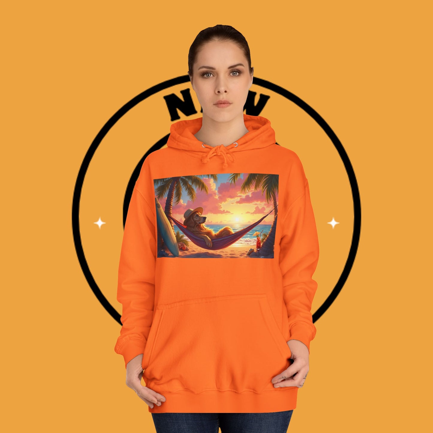 Beachside Bliss Golden Retriever Hammock Hoodie - Unisex Hoodies