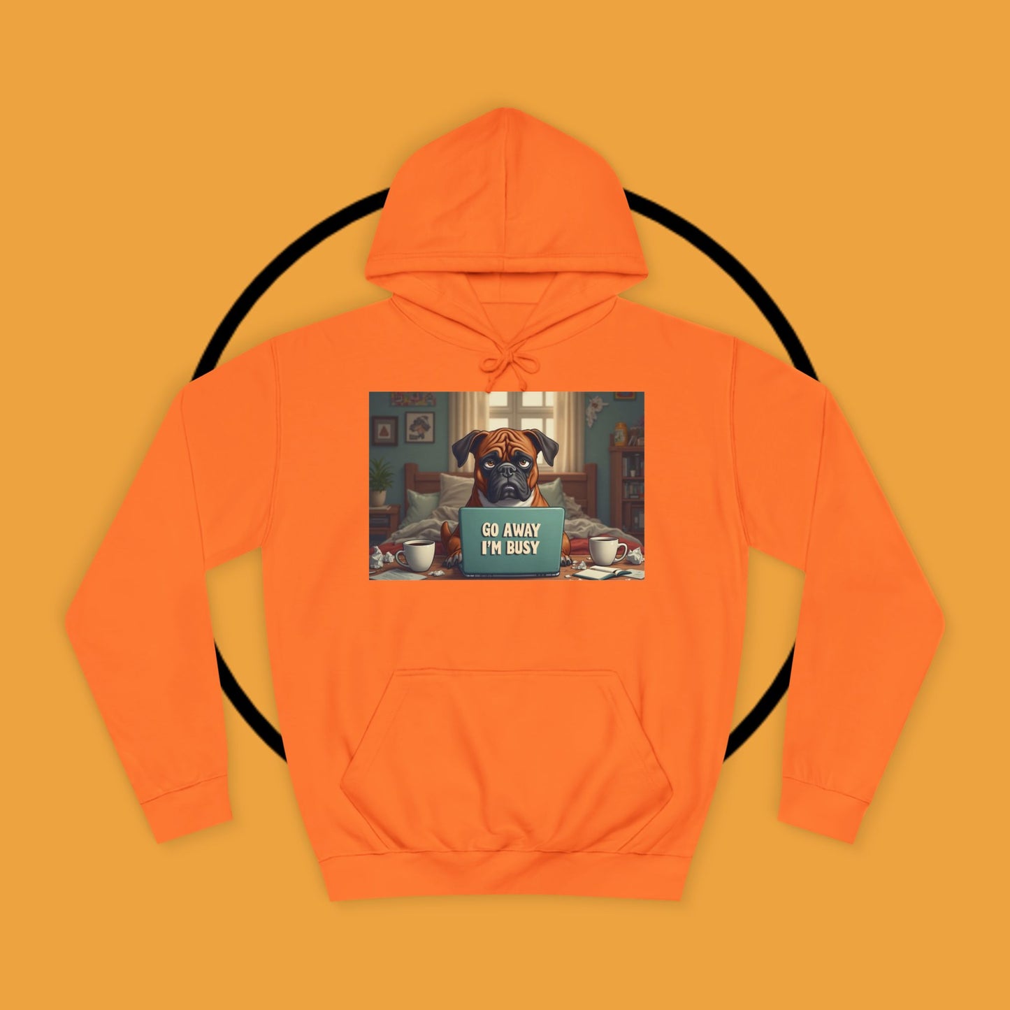 "Go Away I'm Busy" Working Dog Hoodie - Funny Office Humor Apparel | Remote Work Gift