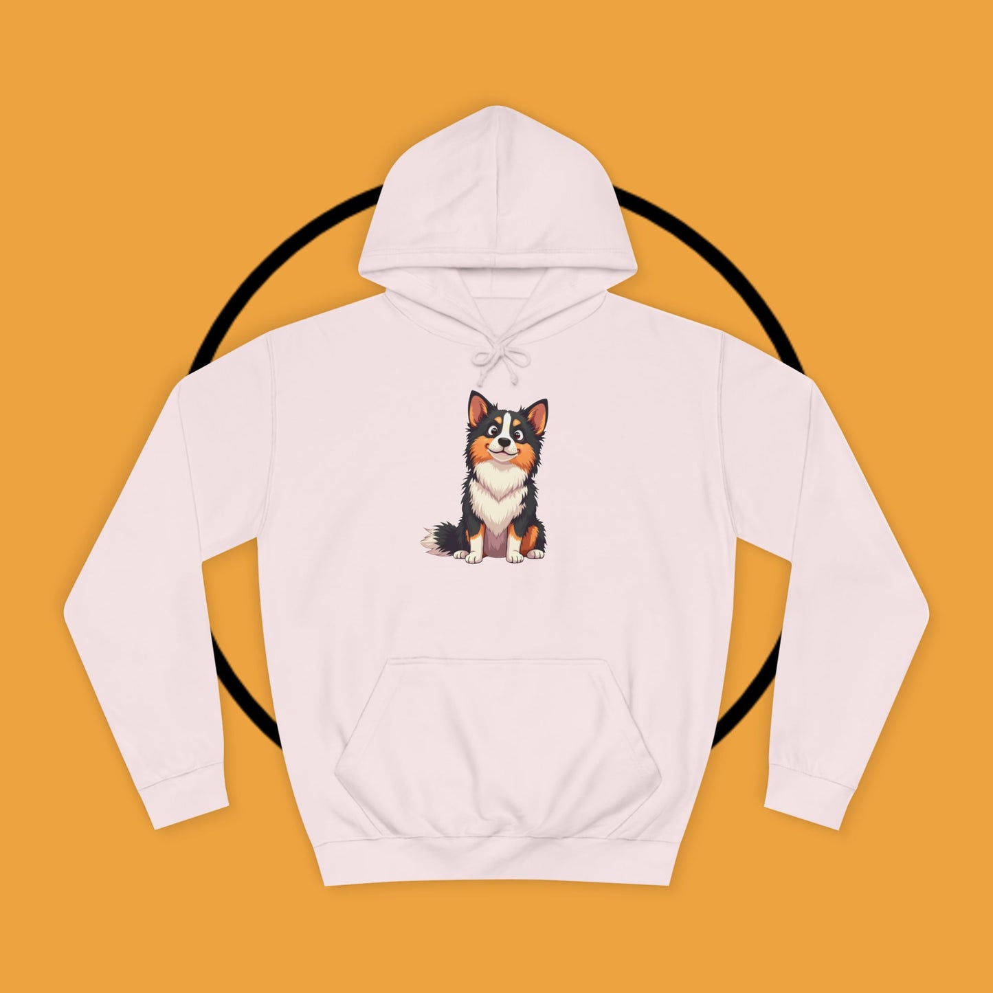 "Cute Tricolor Puppy Hoodie - Adorable Cartoon Dog Design | Kawaii Animal Streetwear for Dog Lovers"