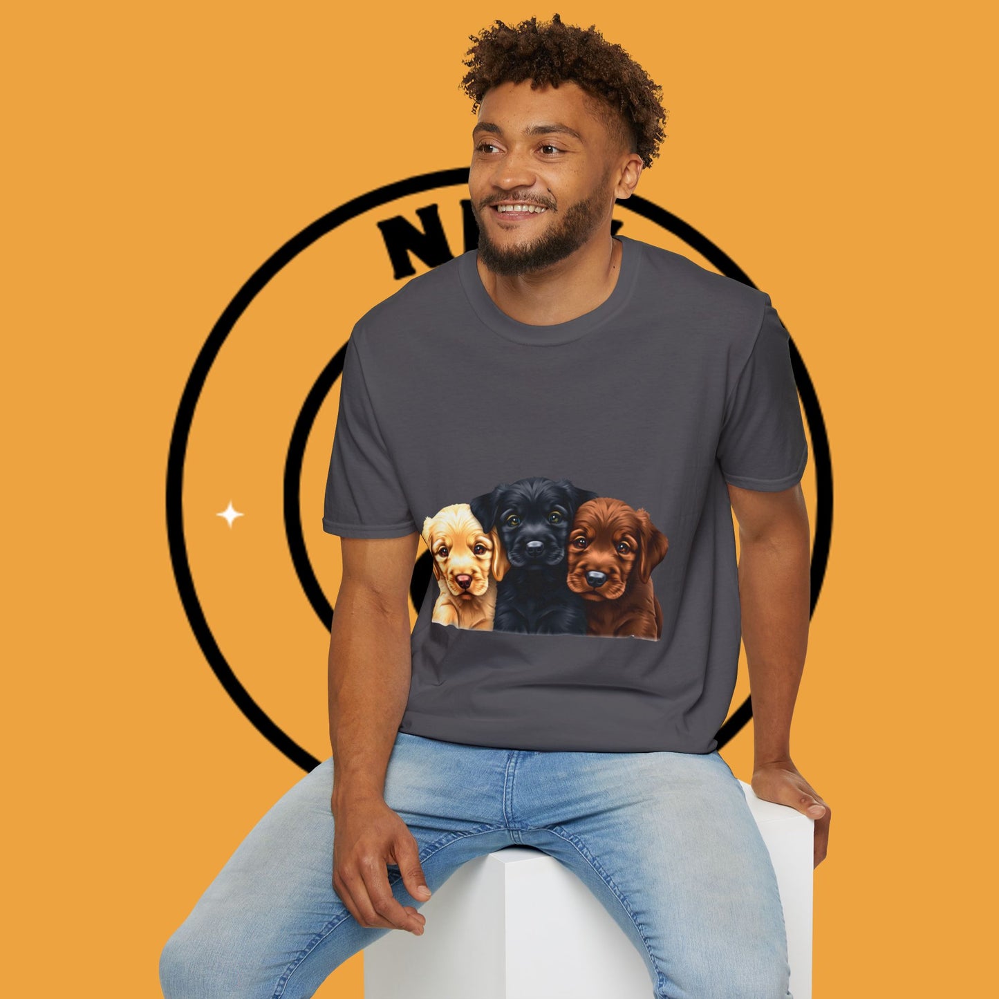 3 Adorable Retrievers Puppys - Dog - Unisex T-Shirt Design "Retriever Squad ๐พ | Trio of Cuteness T-Shirt for Dog Devotees"