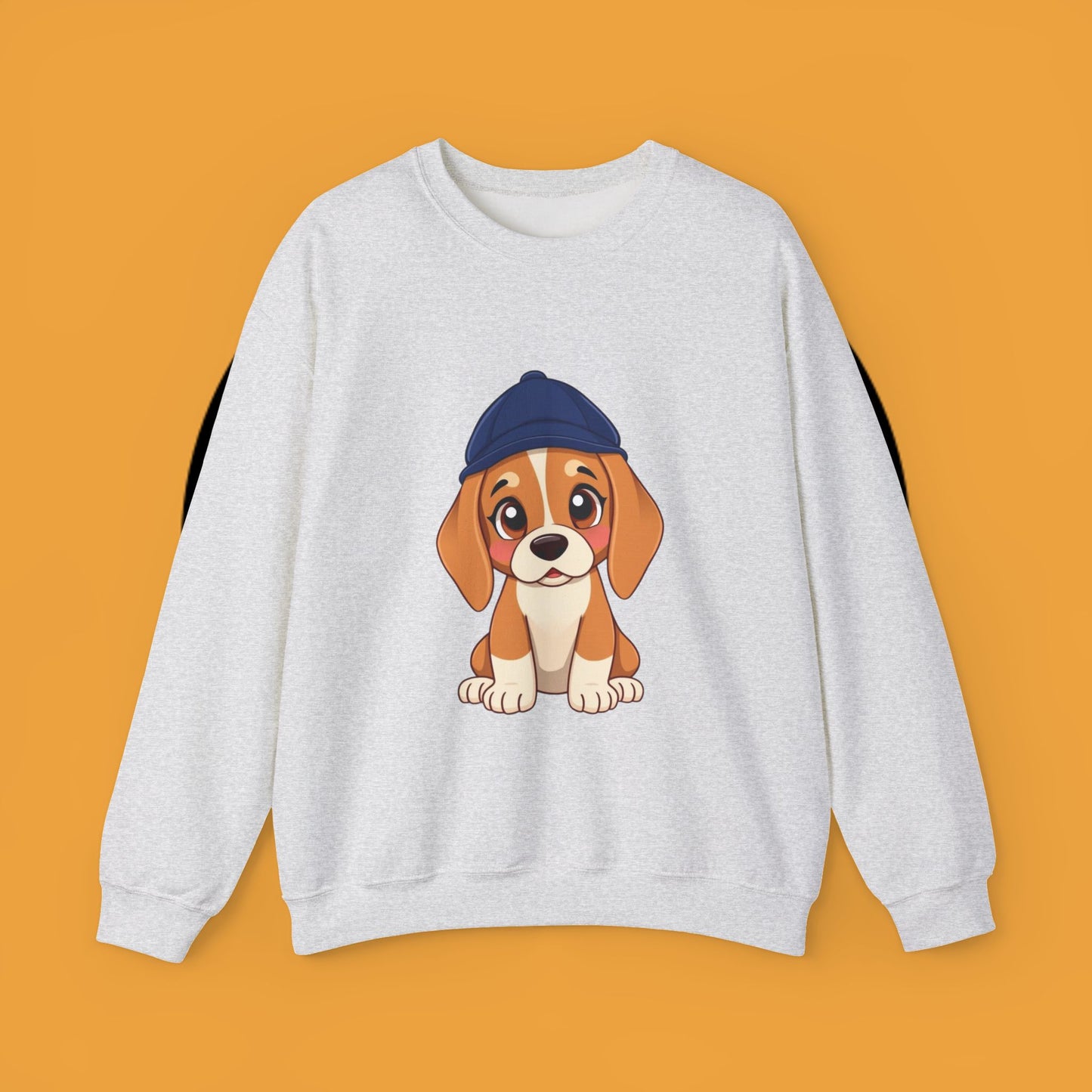 Beagle Puppy Crewneck Sweatshirt with Hat - Adorable Kawaii Dog Design