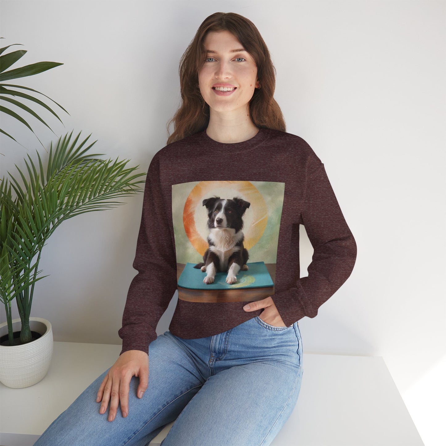 Zen Border Collie Yoga Dog Crewneck Sweatshirt - Meditation Pet Lover Gift | Spiritual Animal Art
