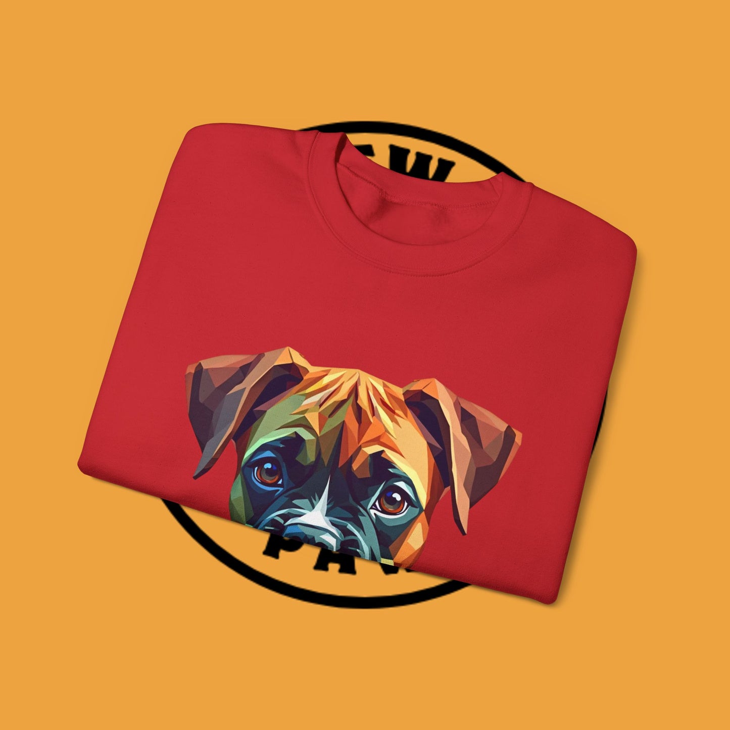 Geometric Boxer Dog Crewneck Sweatshirt - Polygon Art Pet Portrait - Modern Design Lover Gift