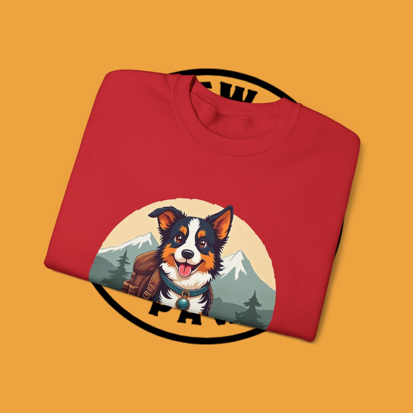 Adventure Dog Hiking Crewneck Sweatshirt - Mountain Explorer Border Collie Design | Outdoor Lover Gift