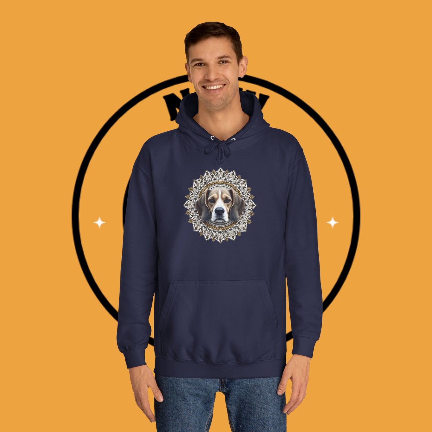 🕉️ Sacred Beagle Mandala Hoodie - Where Spirituality Meets Canine Love! ✨Royal Beagle Mandala Hoodie 🐾✨- Unisex Hoodie