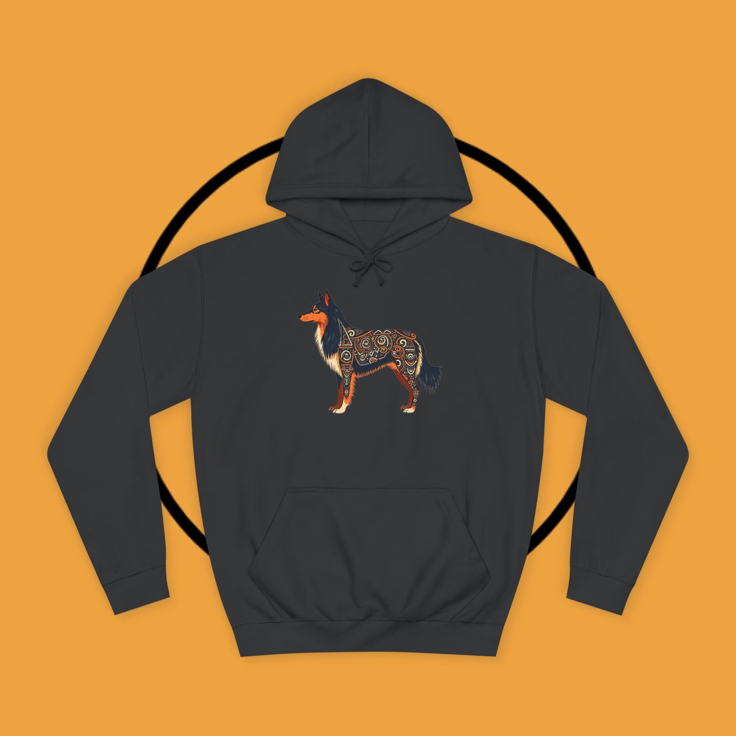 "Tribal Border Collie Mandala Hoodie - Sacred Geometry Dog Art Sweatshirt | Spiritual Celtic Design"