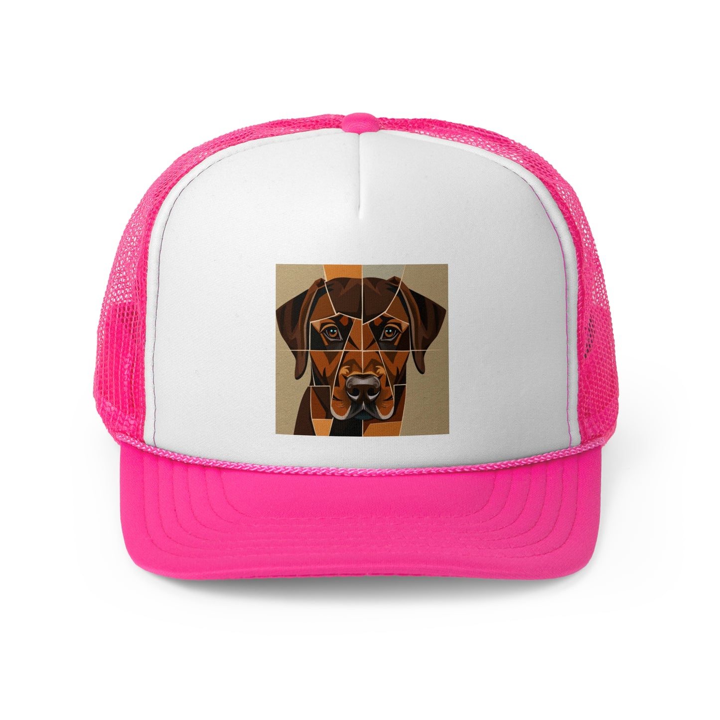 Geometric Dog Trucker Cap - Modern Low Poly Art Design - Unisex Minimalist Cap
