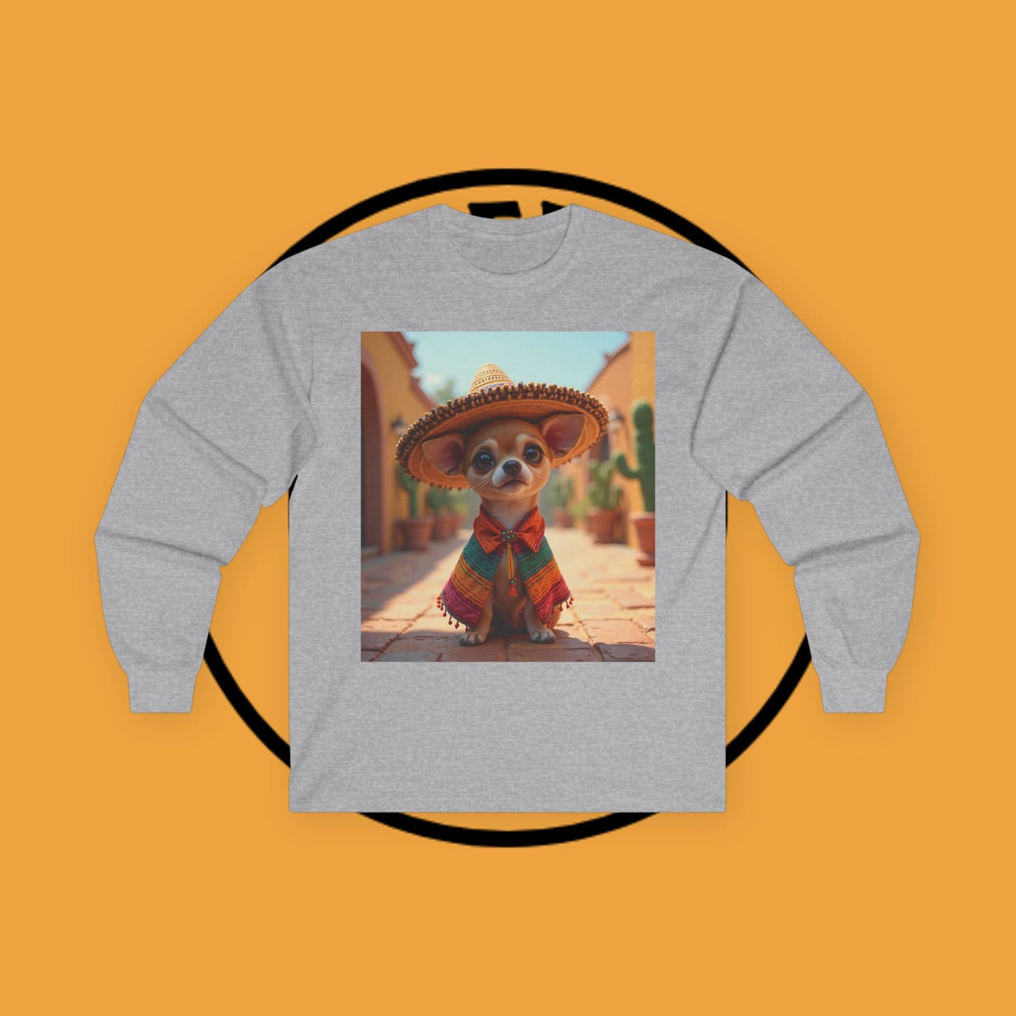 Mariachi Chihuahua Long Sleeve Tee - Authentic Mexican Fiesta Design