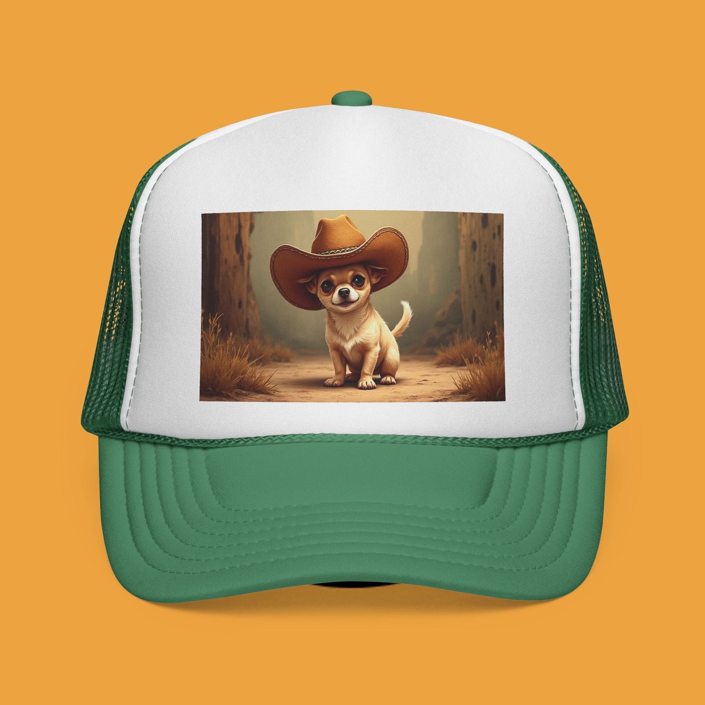 Cowboy Chihuahua Trucker Hat - Western Style Mesh Cap | Funny Dog Lover Gift with Adjustable Snapback