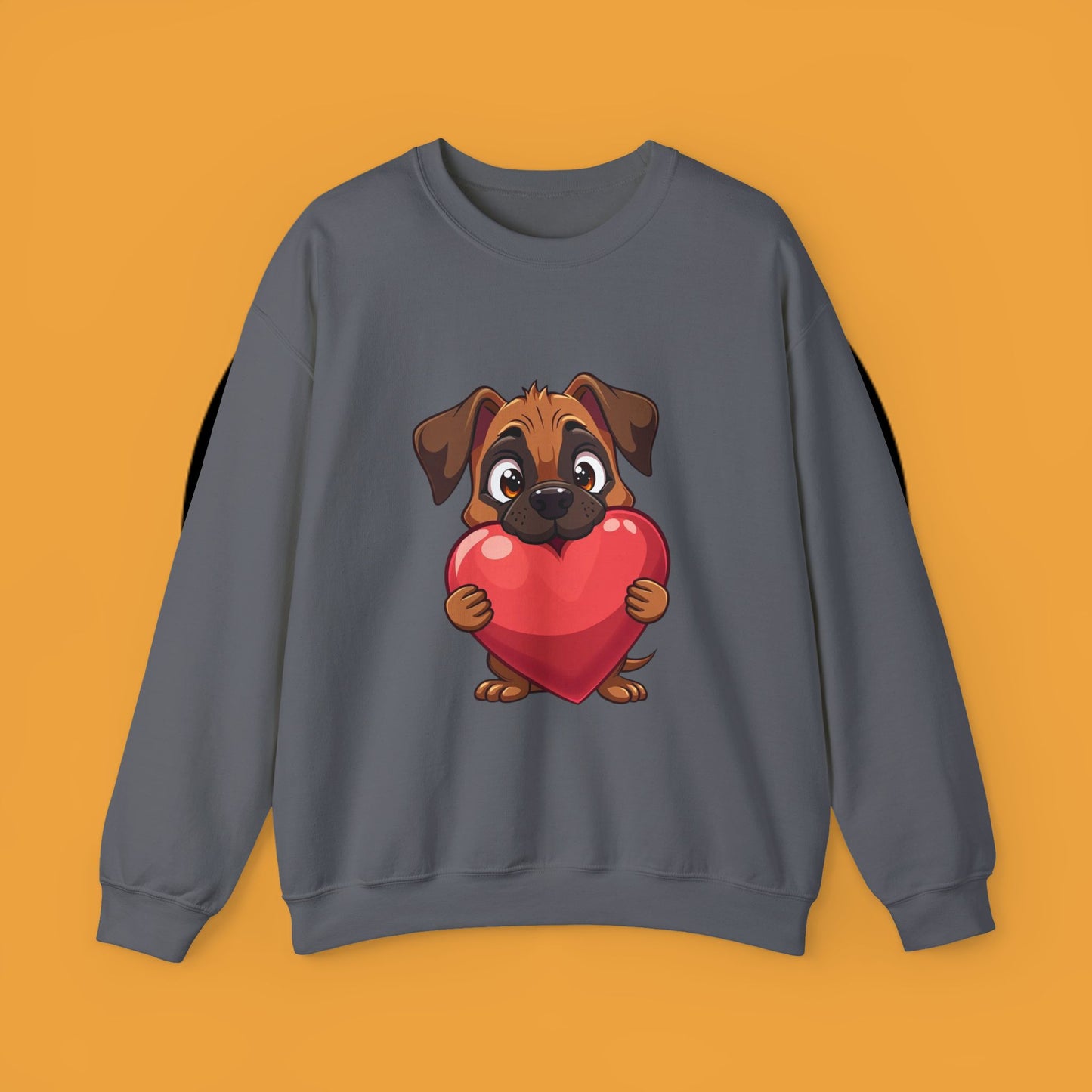 Adorable Puppy Love Heart Crewneck Sweatshirt - Perfect Gift for Dog Lovers