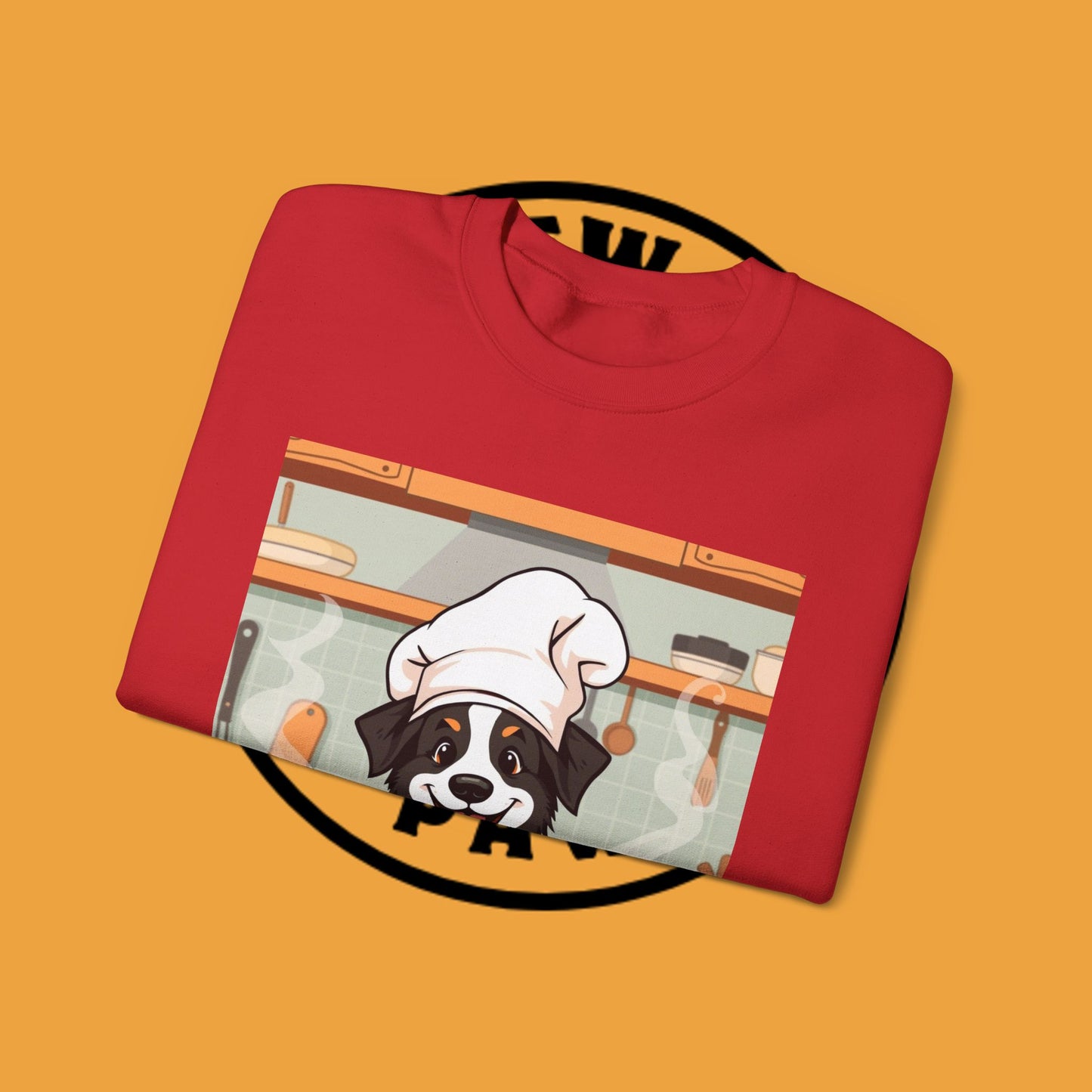 Chef Dog Crewneck Sweatshirt - Cute Puppy Cook with Chef Hat Kitchen Design | Culinary Lover Gift