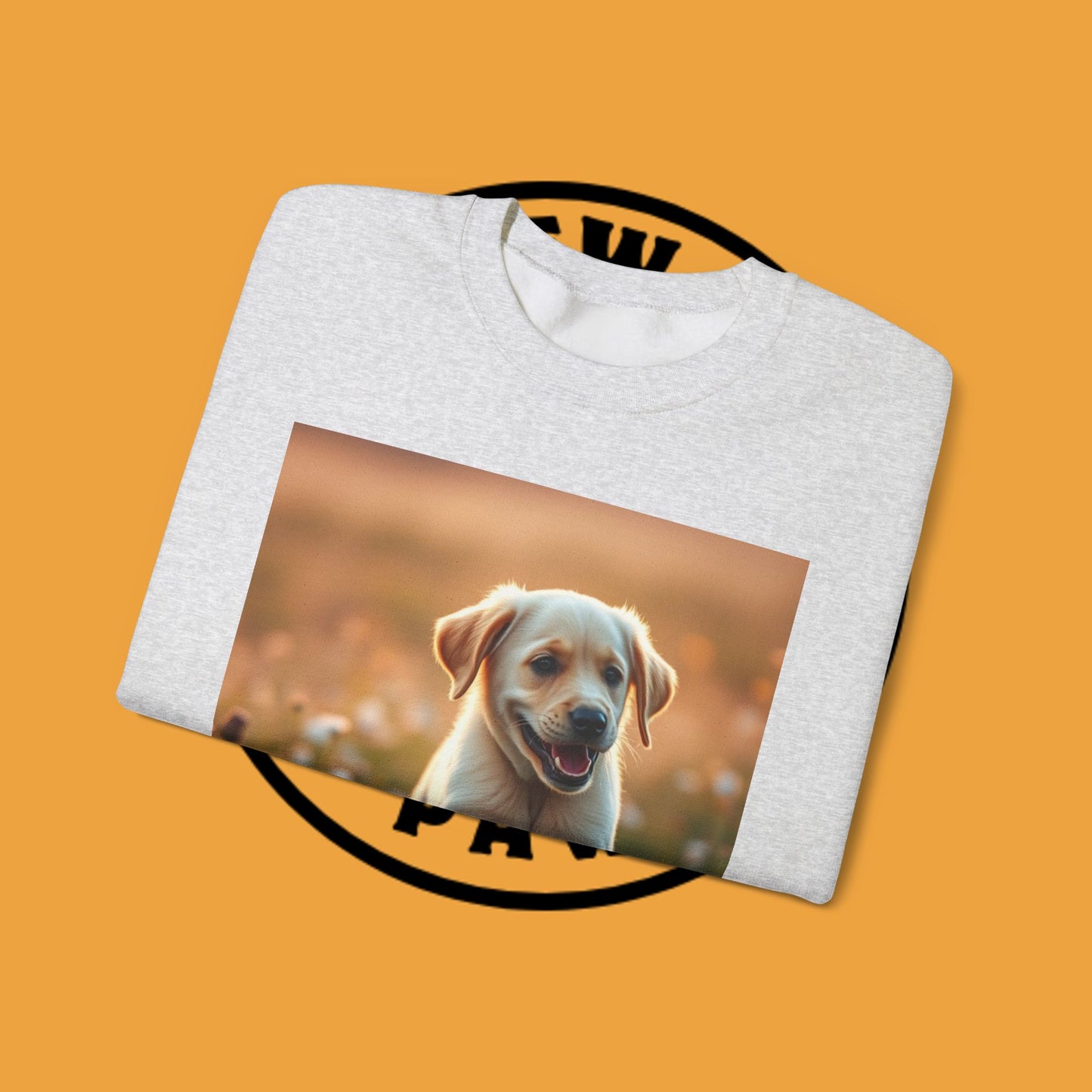 Unisex Dog Lover Crewneck Sweatshirt - Playful Labrador Puppy Running Through Wildflower Meadow