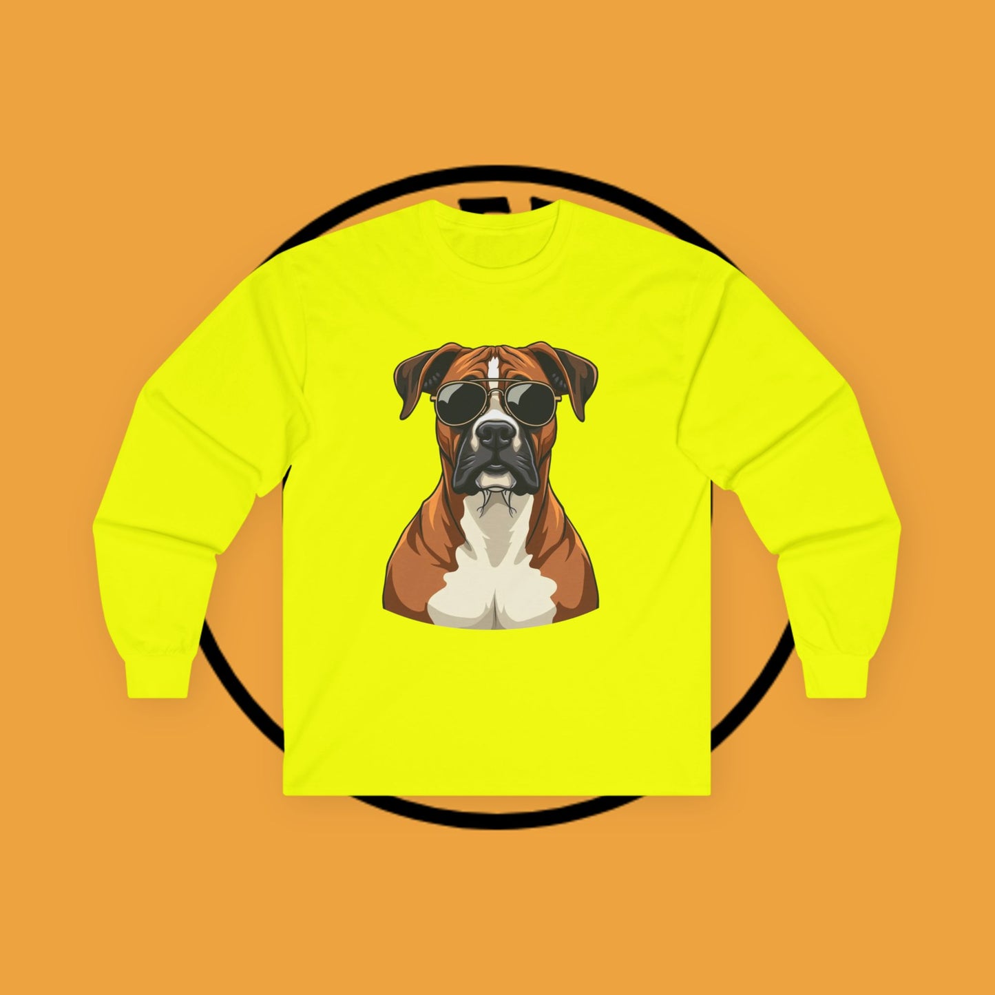 Cool Boxer Dog with Sunglasses Long Sleeve T-Shirt - Funny Aviator Style Design