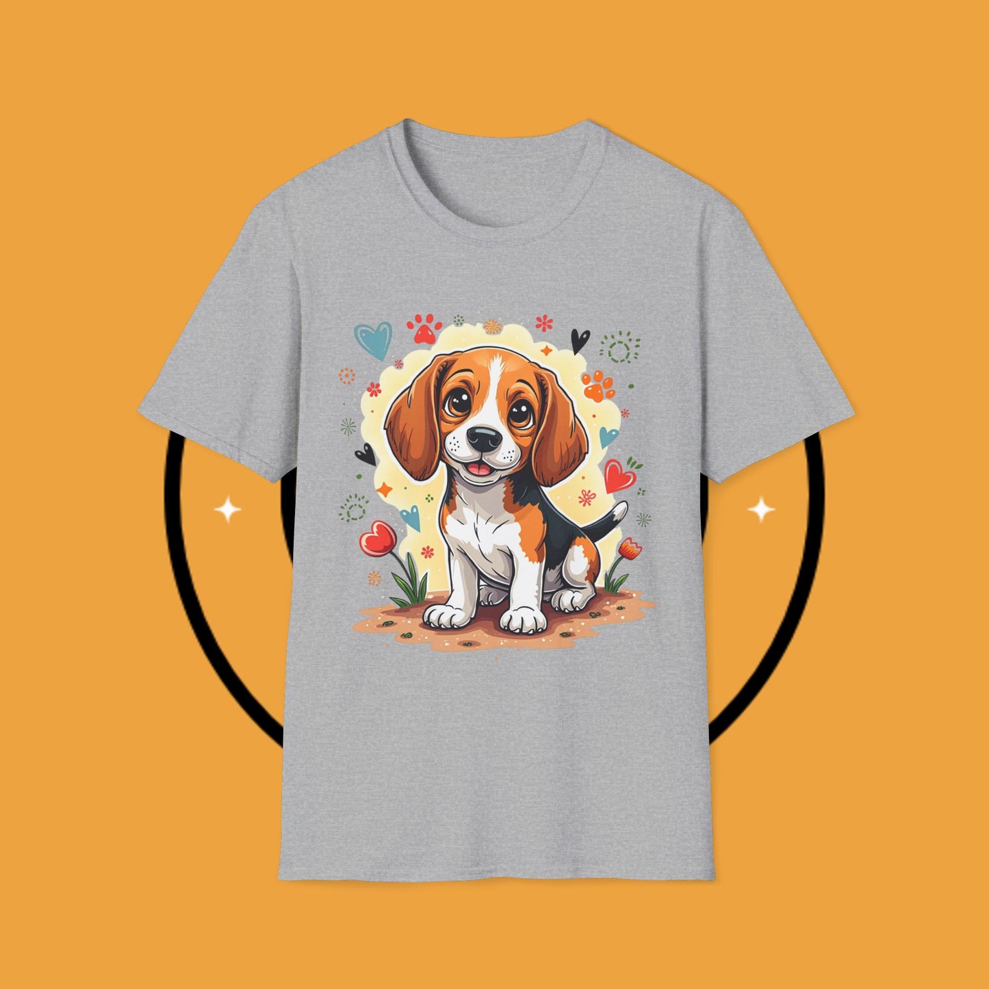 Adorable Beagle Puppy with Hearts & Paws T-Shirt - Cute Dog Love Design Graphic Tee