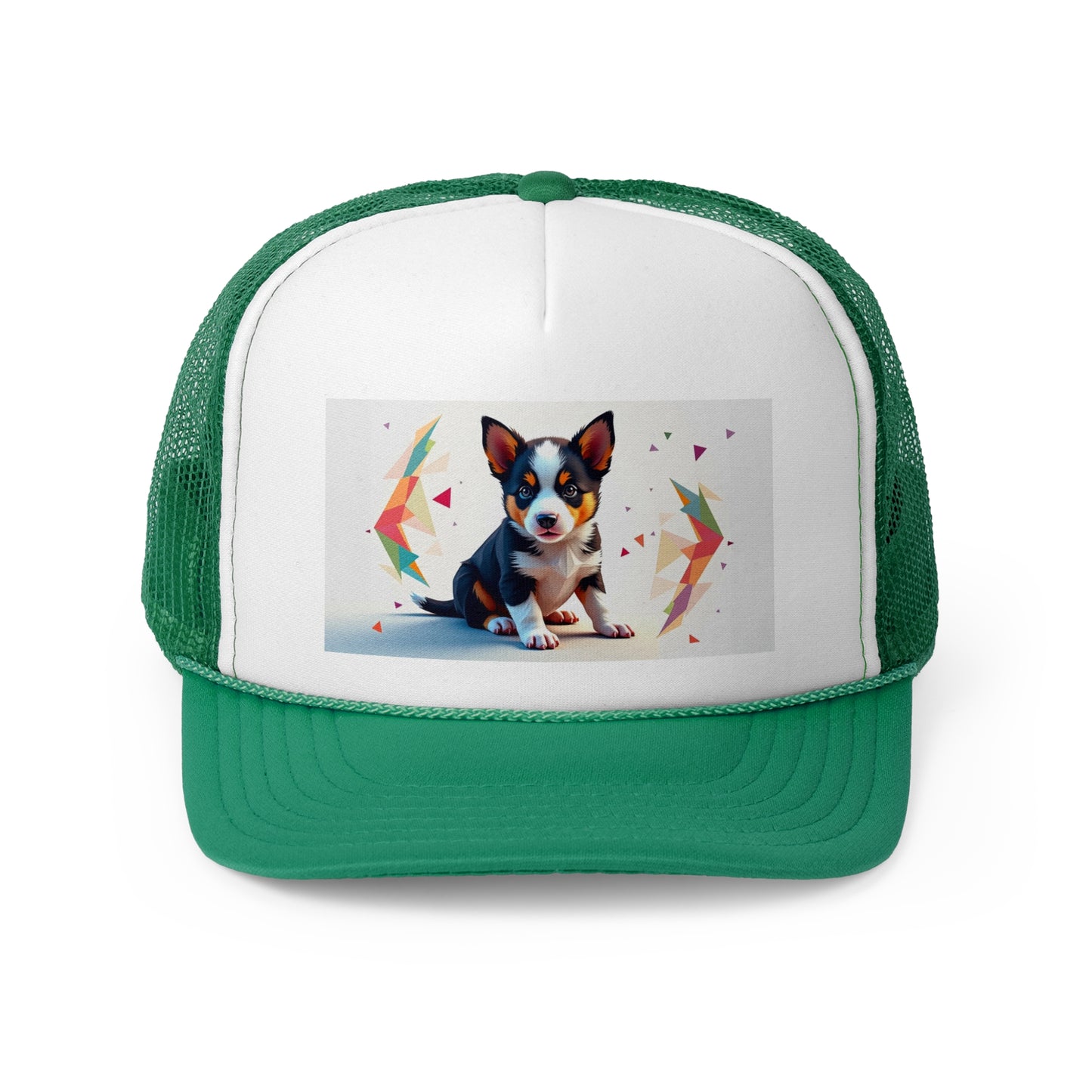 Geometric Puppy Trucker Hat - Modern Art Dog Cap - Abstract Design Baseball Hat