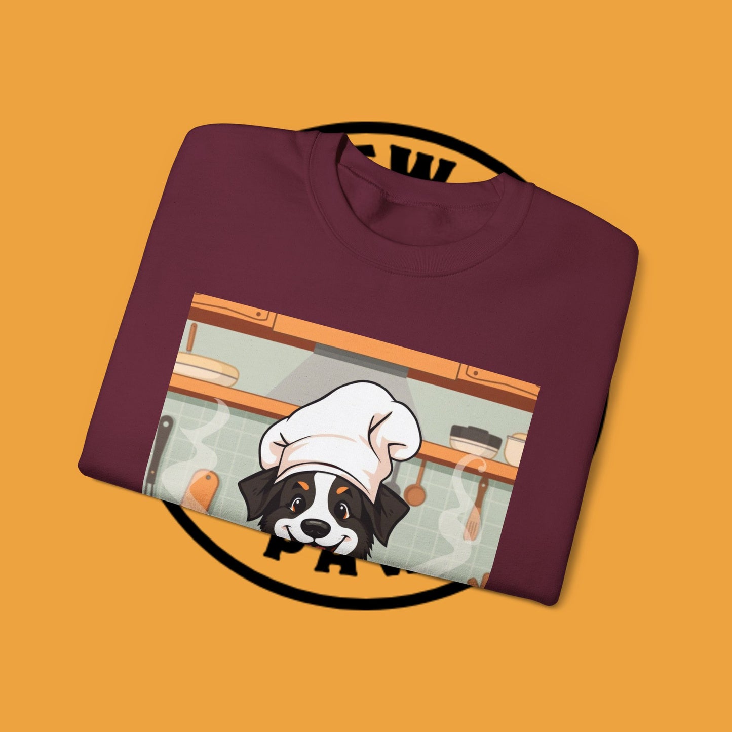 Chef Dog Crewneck Sweatshirt - Cute Puppy Cook with Chef Hat Kitchen Design | Culinary Lover Gift