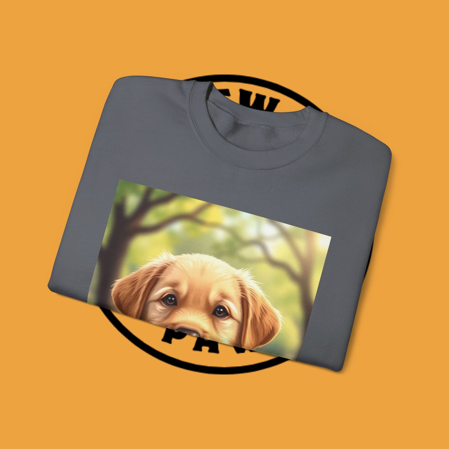 Crewneck Sweatshirt - Adorable Puppy Smiling in the Park - Sweet and Happy Golden Retriever