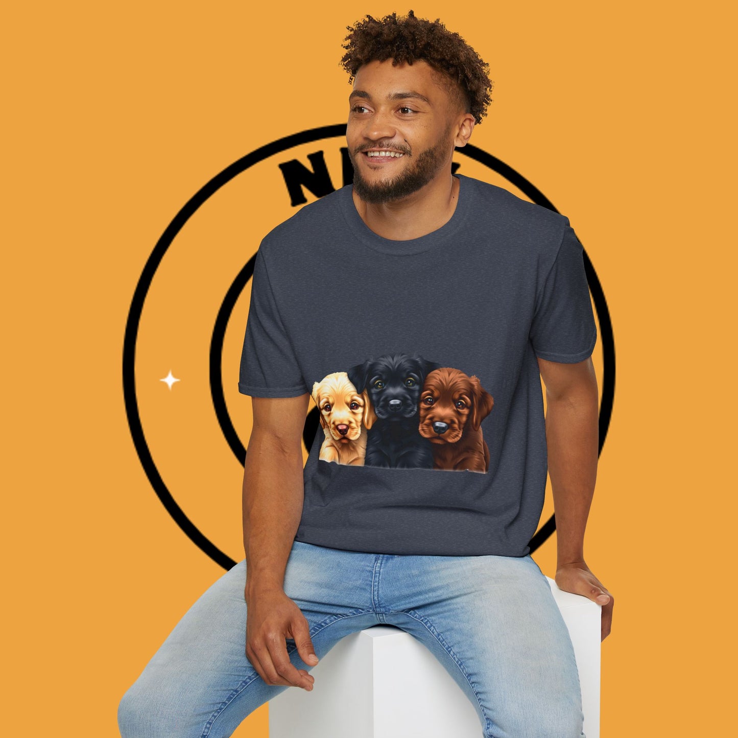 3 Adorable Retrievers Puppys - Dog - Unisex T-Shirt Design "Retriever Squad ๐พ | Trio of Cuteness T-Shirt for Dog Devotees"