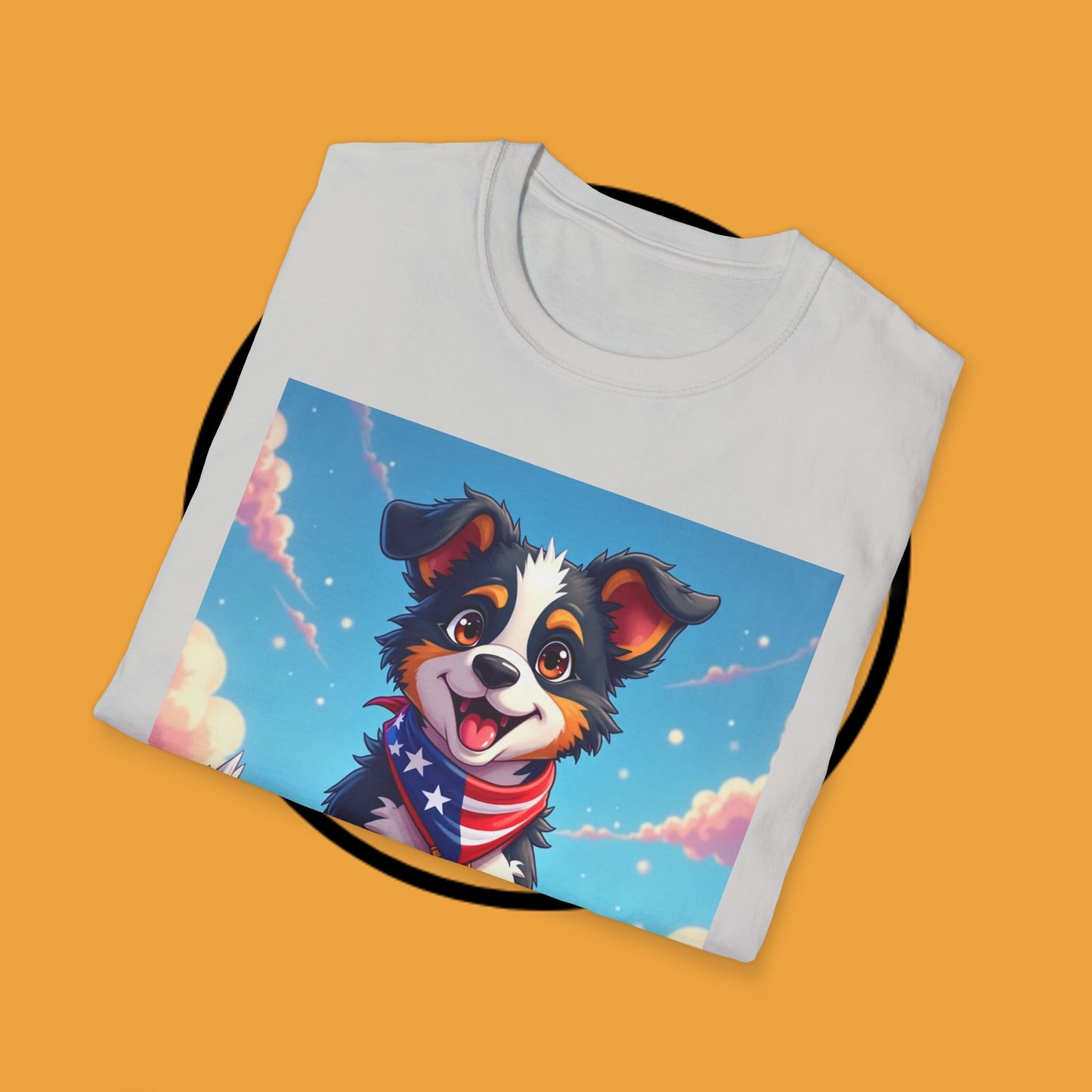 "All-American Champion Puppy" - Patriotic Hero Dog T-Shirt - Patriotic Puppy Dog T-Shirt - American Flag Bandana Champion Dog Tee | USA Pride Pet Lover Gift