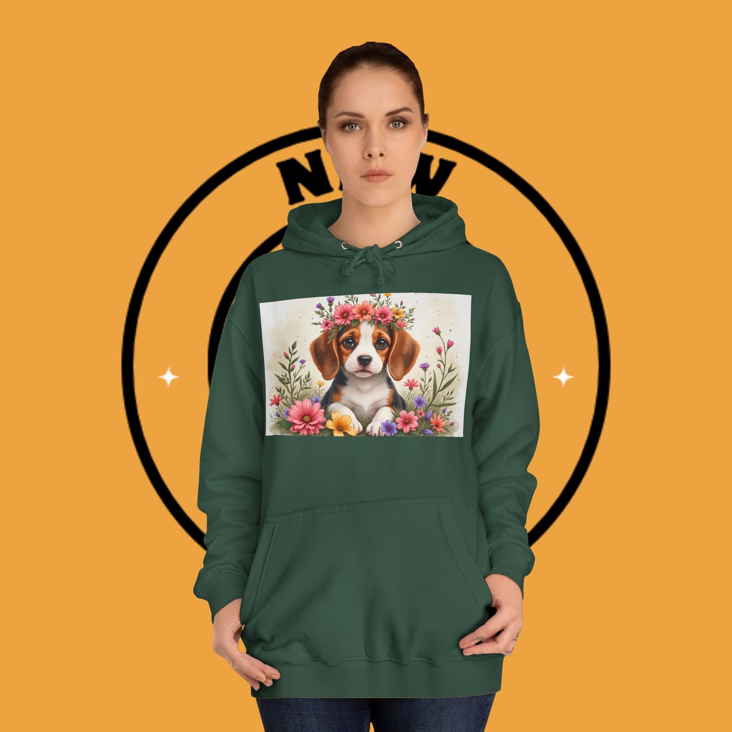 ๐ธ Enchanted Garden Beagle Hoodie - Where Cuteness Blooms! ๐ถ - Unisex Hoodie