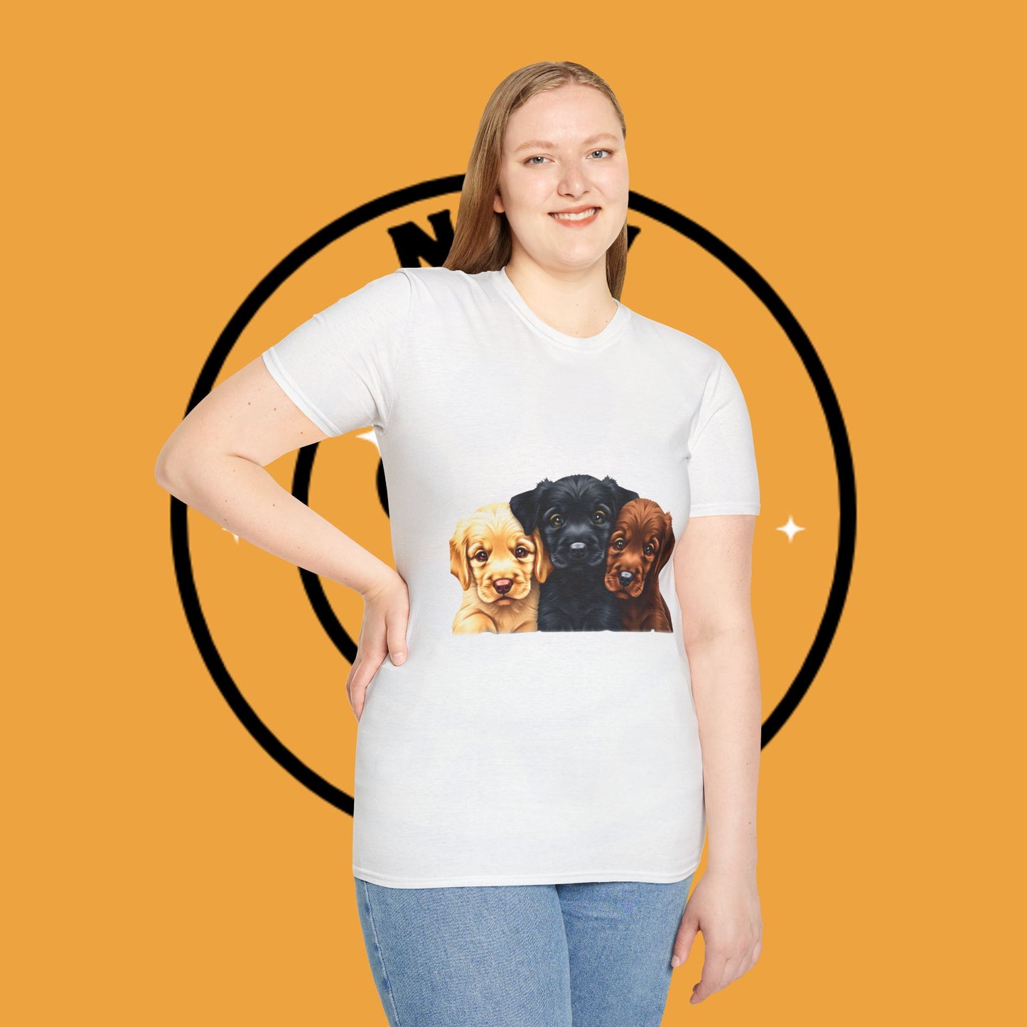 3 Adorable Retrievers Puppys - Dog - Unisex T-Shirt Design "Retriever Squad ๐พ | Trio of Cuteness T-Shirt for Dog Devotees"