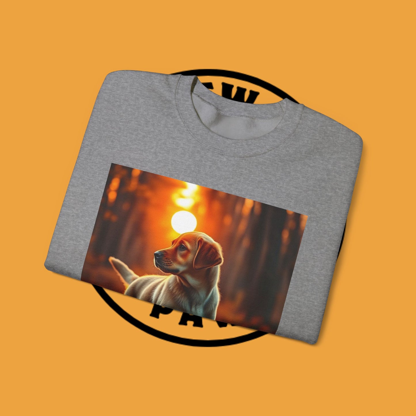 Crewneck Sweatshirt - Labrador Puppy in Autumn Forest with Golden Sunset Light Design