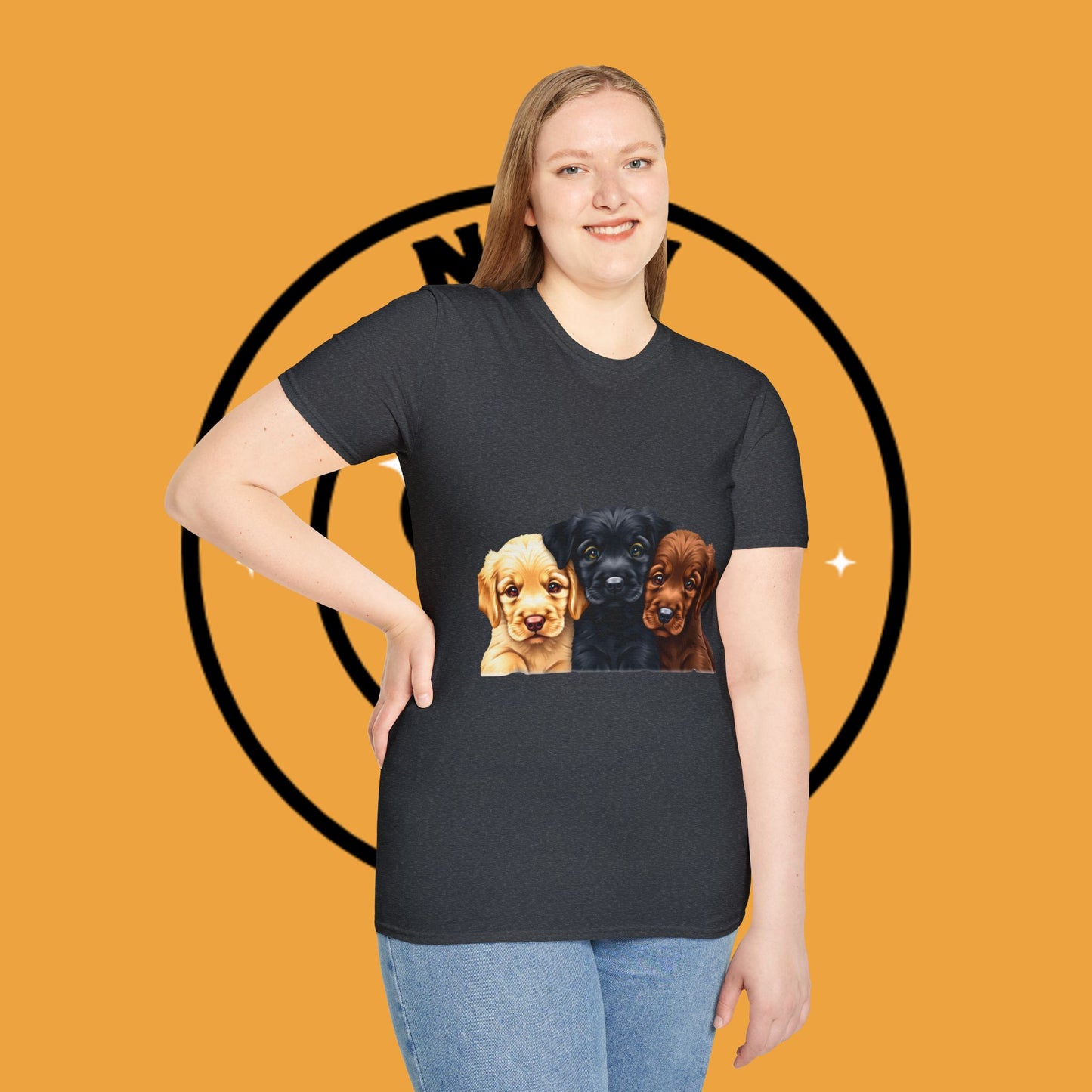 3 Adorable Retrievers Puppys - Dog - Unisex T-Shirt Design "Retriever Squad ๐พ | Trio of Cuteness T-Shirt for Dog Devotees"