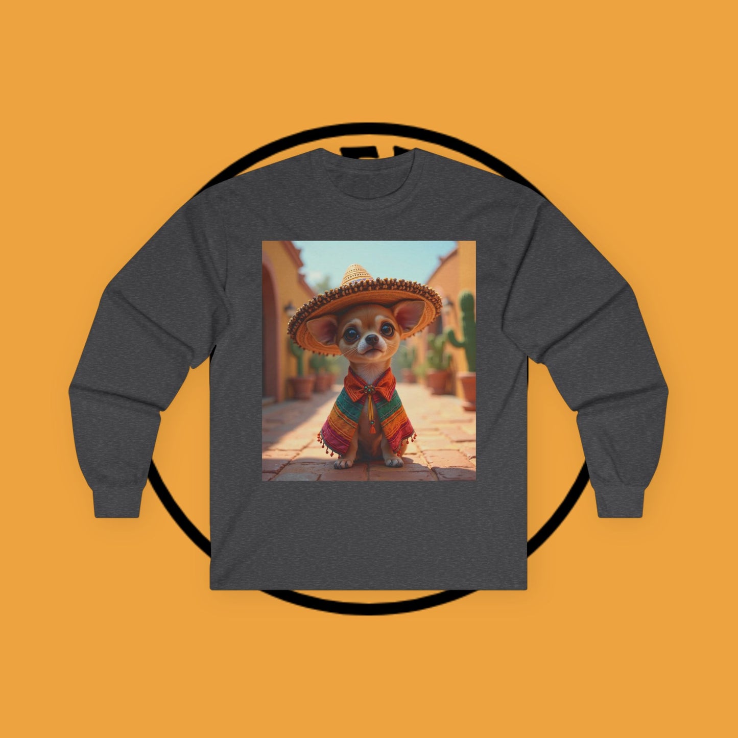 Mariachi Chihuahua Long Sleeve Tee - Authentic Mexican Fiesta Design