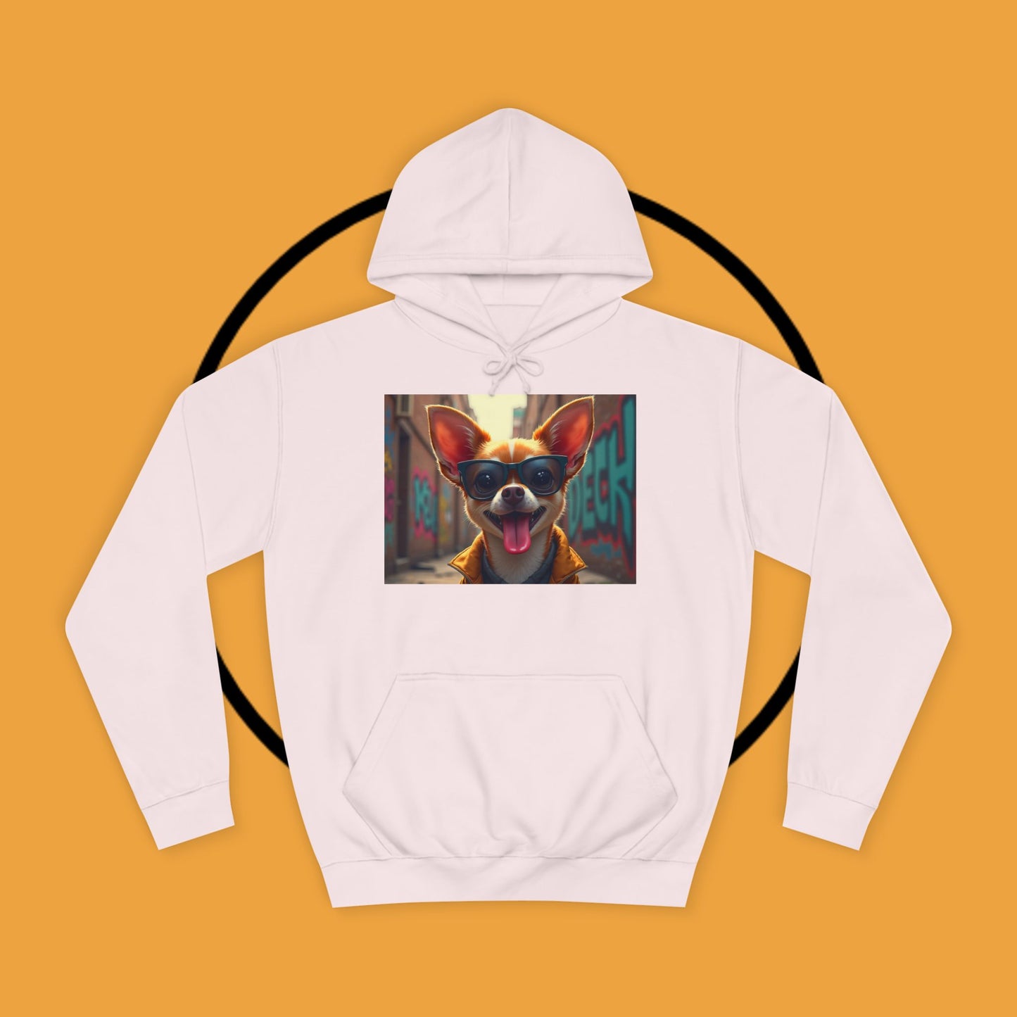 "Hip Chihuahua Sunglasses Hoodie | Cool Street Dog Art | Urban Hipster Pet Fashion | Trendy Animal Streetwear"