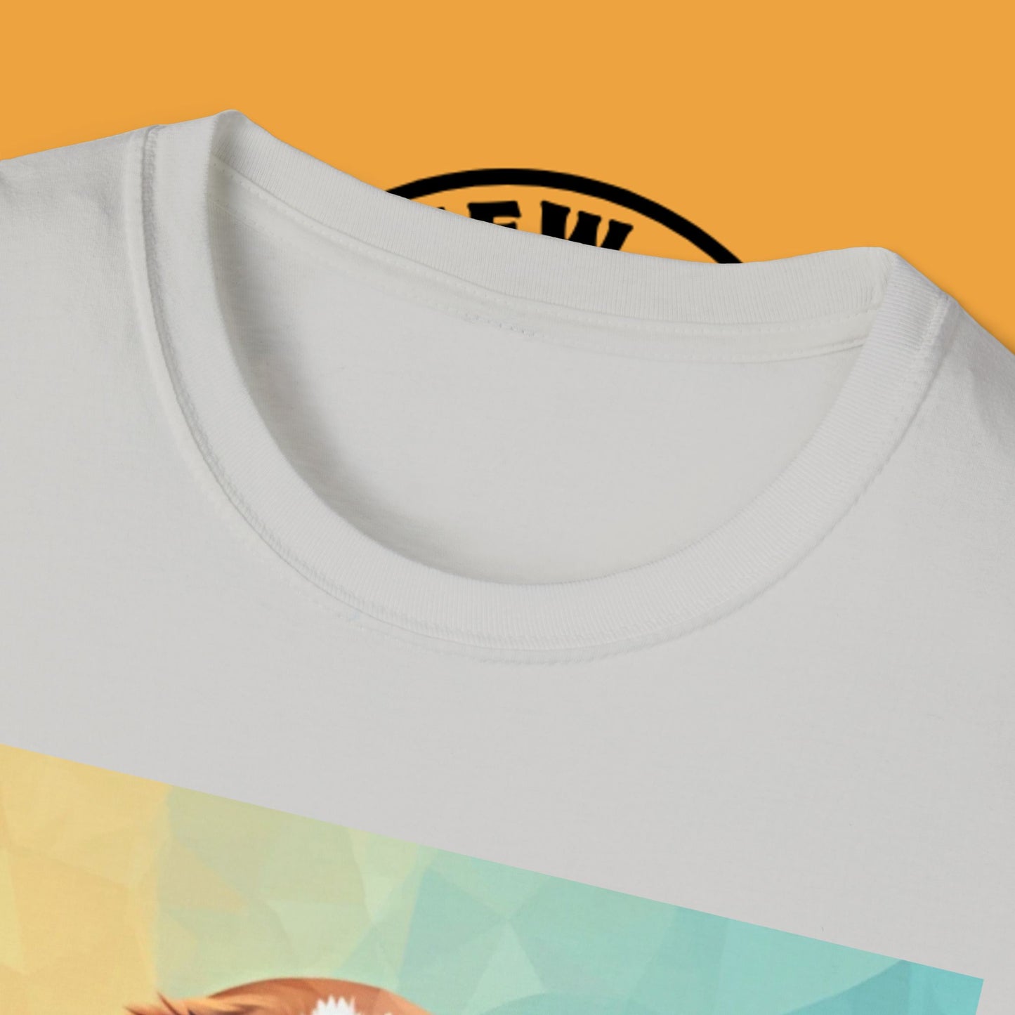 Modern Art Beagle Puppy T-Shirt - Geometric Low Poly Dog Design with Rainbow Background
