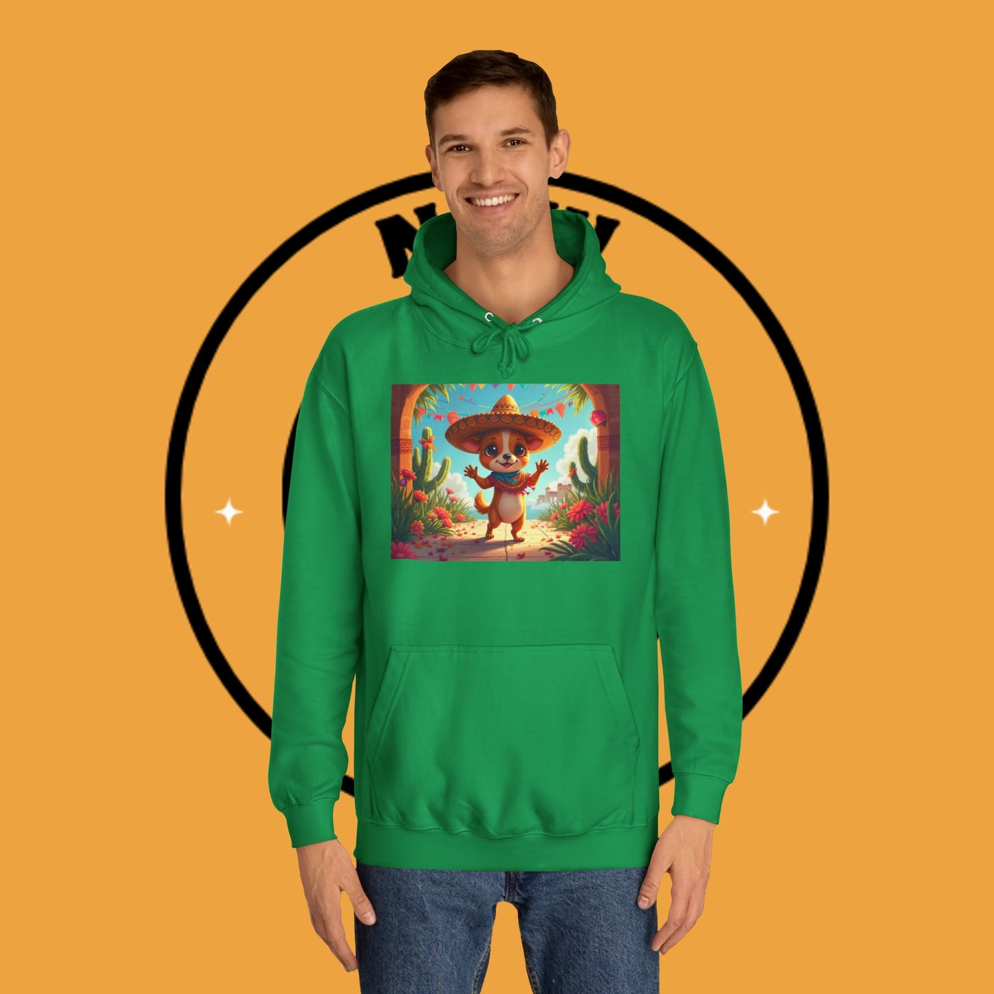 "Mexican Sombrero Chihuahua Hoodie | Fiesta Dog Celebration Wear | Authentic México Desert Art | Cinco de Mayo Gift"