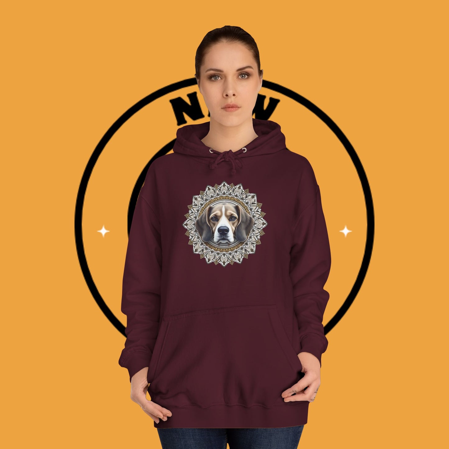 🕉️ Sacred Beagle Mandala Hoodie - Where Spirituality Meets Canine Love! ✨Royal Beagle Mandala Hoodie 🐾✨- Unisex Hoodie